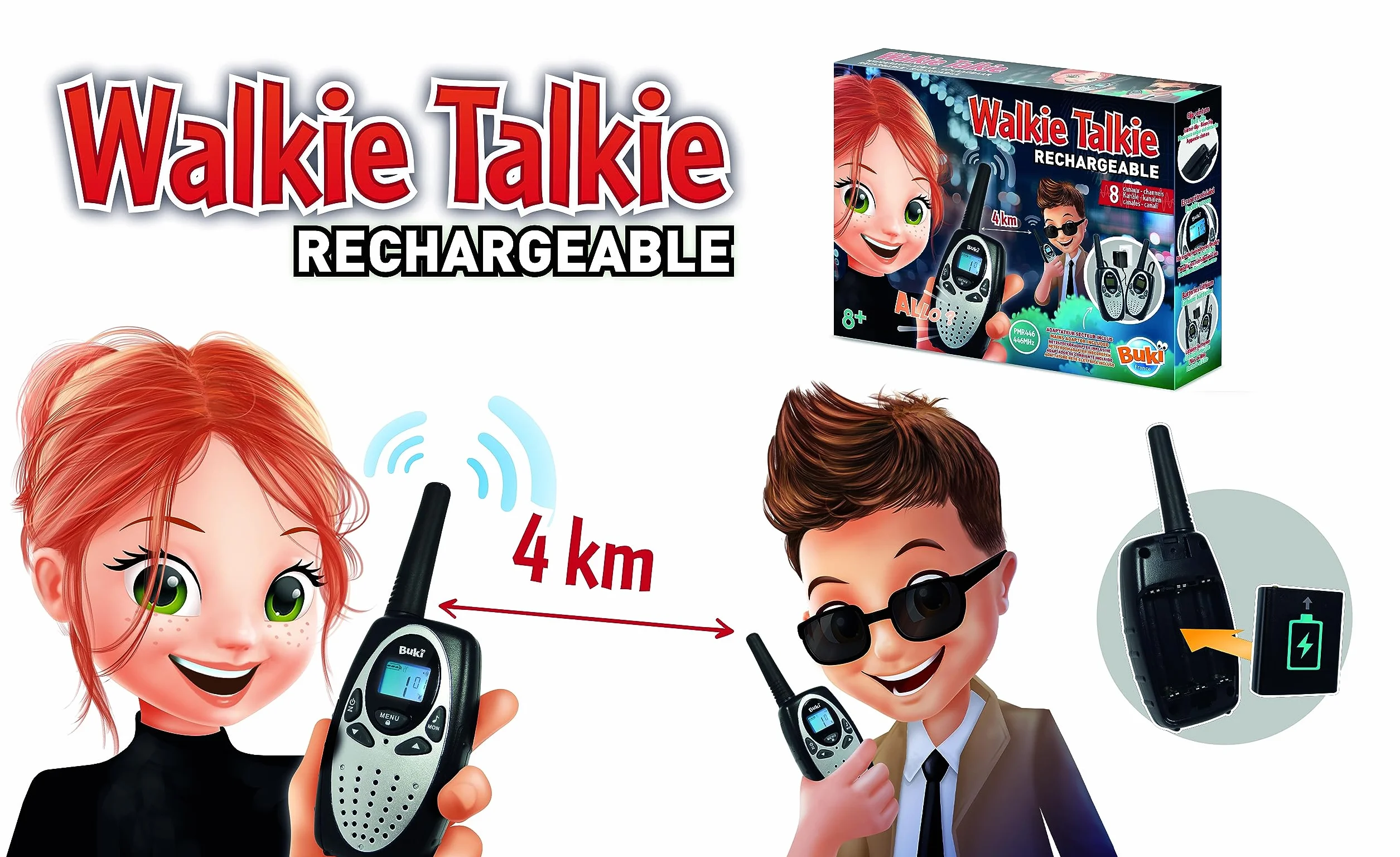 Buki - TW02 - Talkie Walkie Walkie do ponownego ładowania