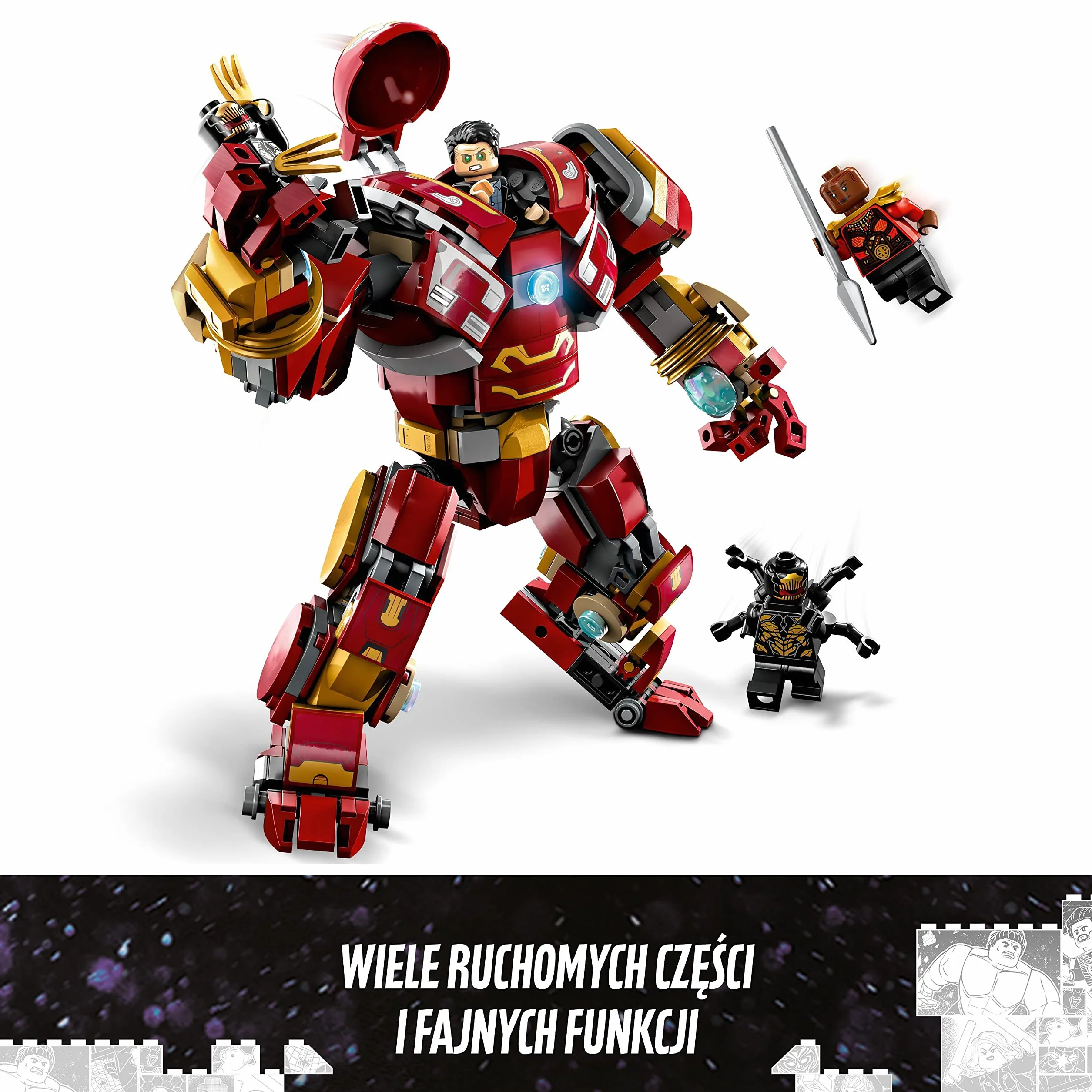 LEGO 76247 Marvel Hulkbuster: bitwa o Wakandę, Figurka Akcji, Zabawka do Budowania z Klocków Konstrukcyjnych z Minifigurką Hulka Bruce'a Bannera, Zestaw Kreatywny Avengers dla Dzieci
