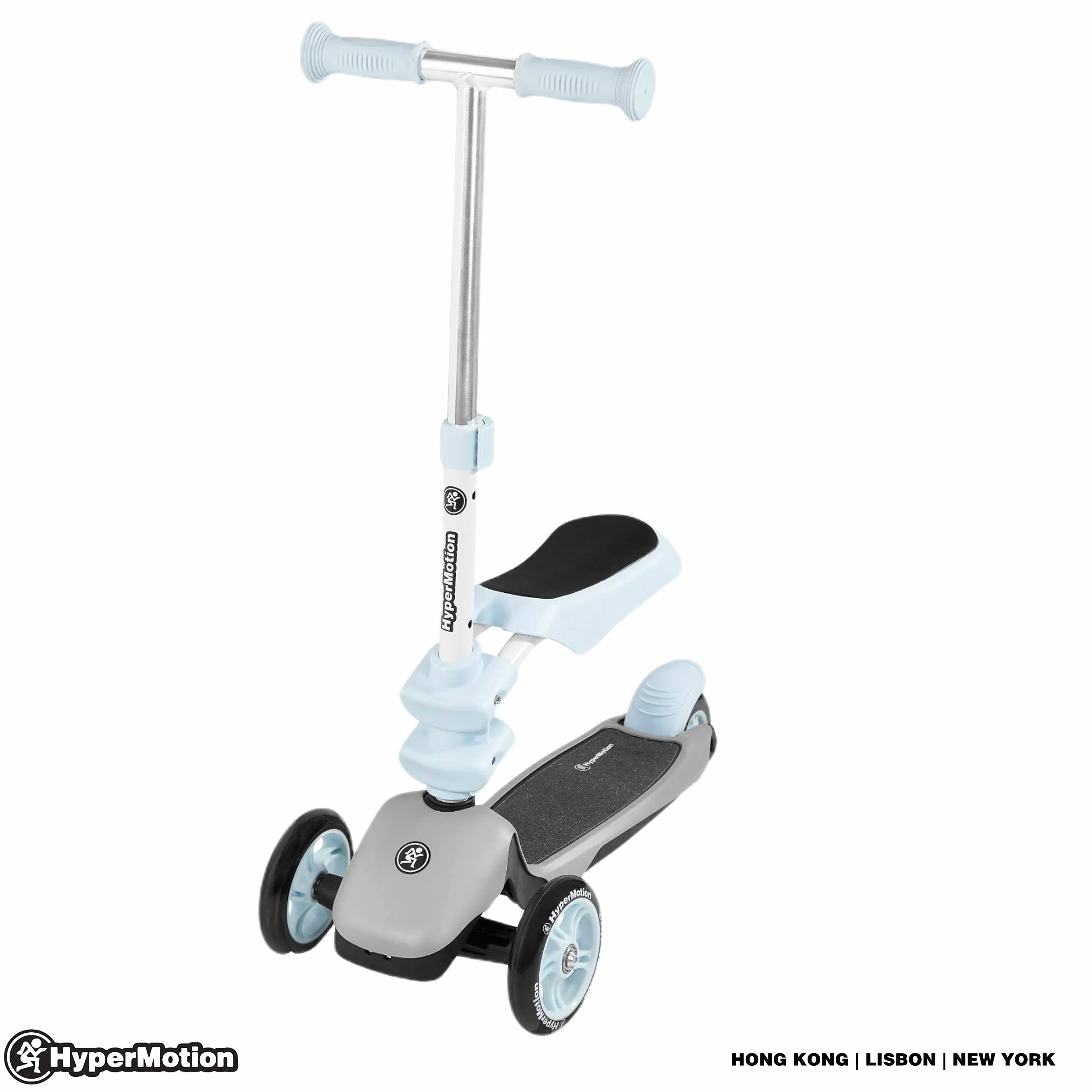 HyperMotion, Hulajnoga dla Dzieci, Balansowa Hulajnoga dla Najmłodszych, 3 w 1, Obciążenie do 20 Kg, Funkcja Jeździka, Regulowana Wysokość Kierownicy, Niebieska