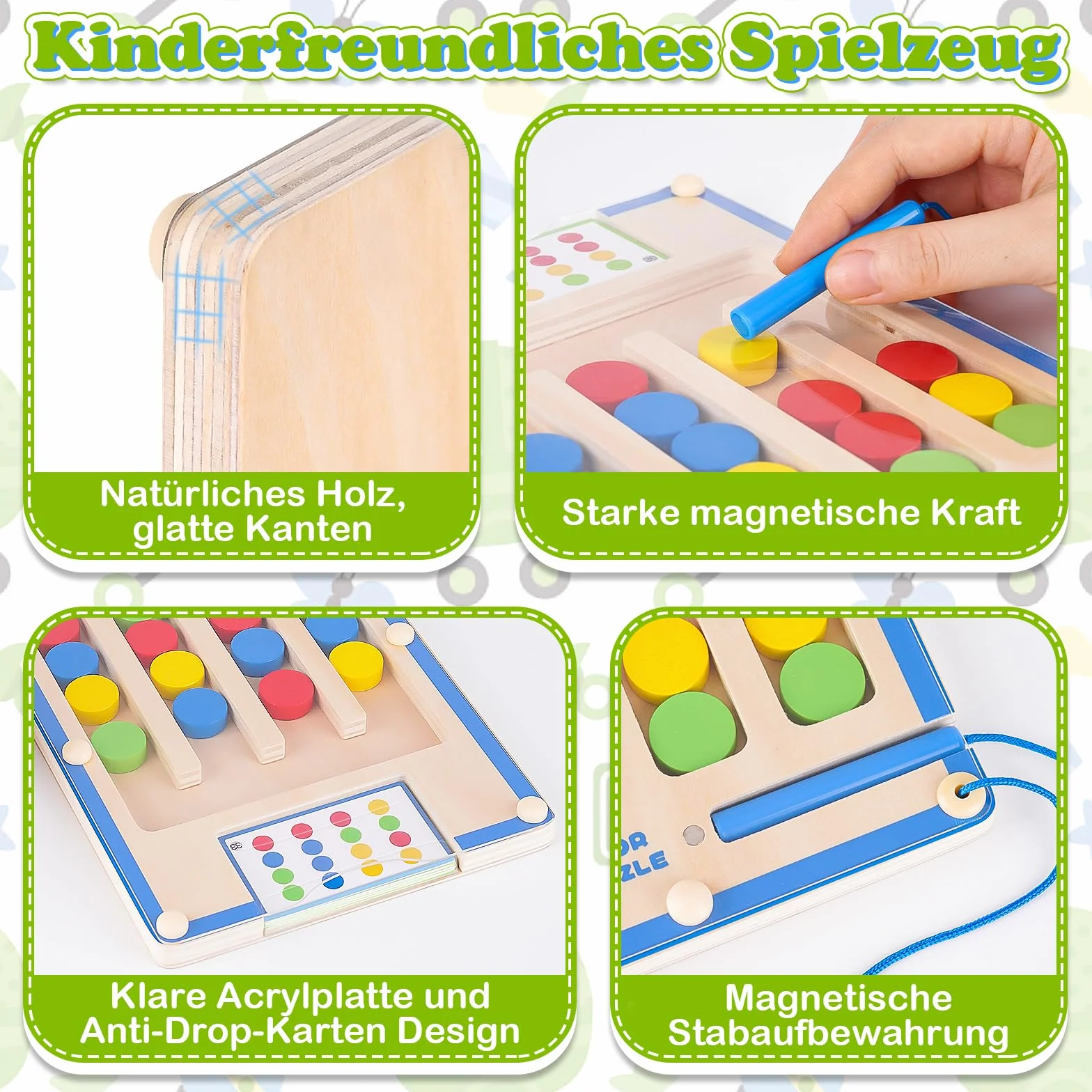 TMGOT Montessori Activity Board drewniana zabawka magnetyczna do nauki kolorów dla chłopców i dziewczynek - zabawny prezent