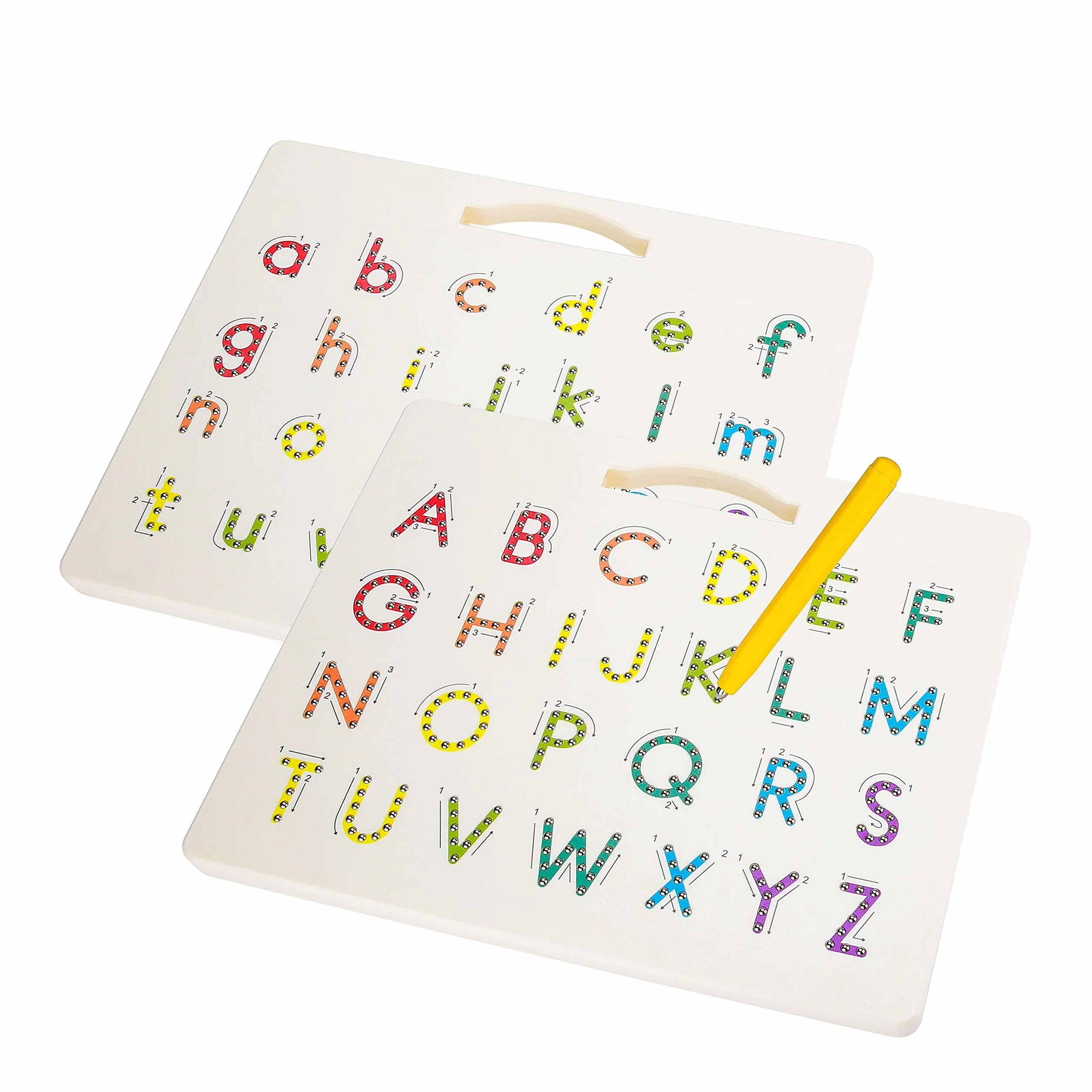 Hautton Tablica magnetyczna z literami dla dzieci, od A do Z (górna/dolna litera), tablica do pisania, zabawka edukacyjna, dla małych dzieci w wieku przedszkolnym