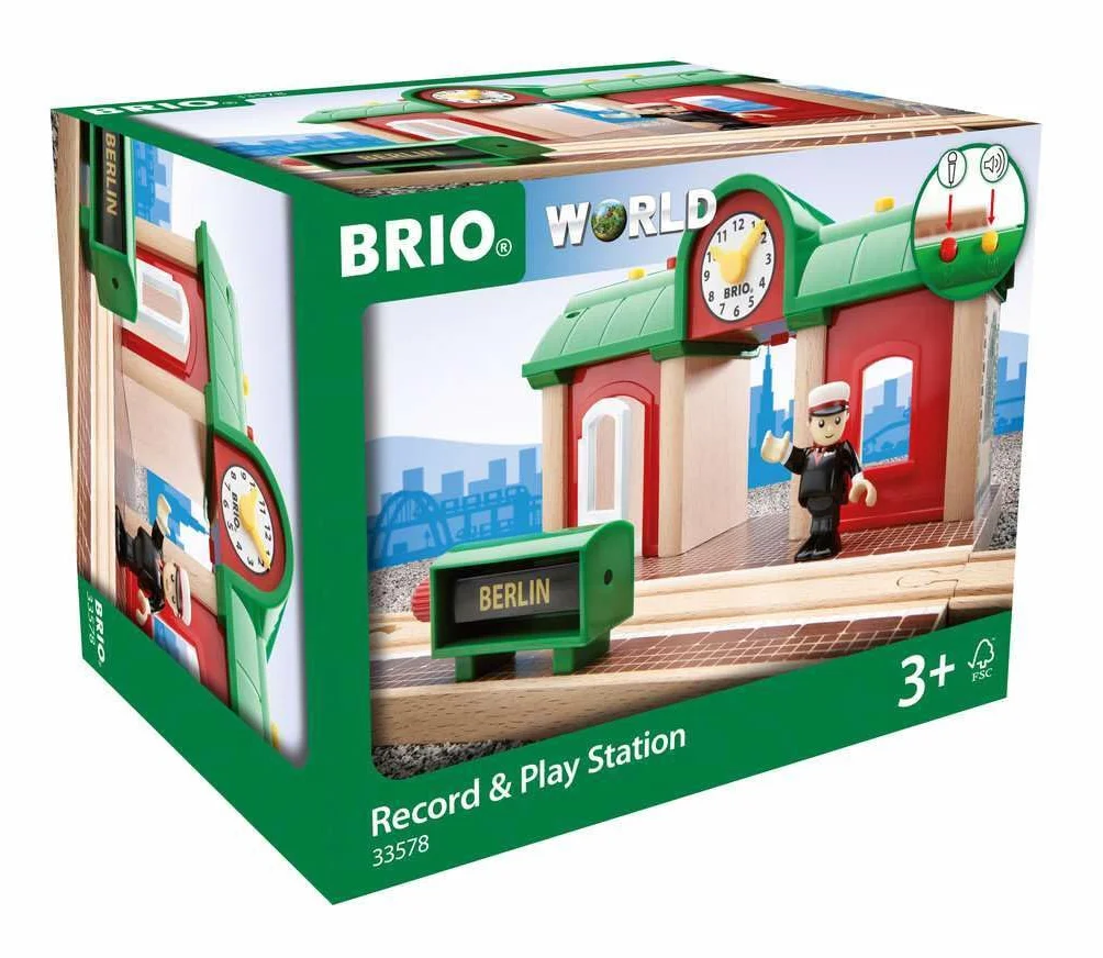 Brio 63357800 Stacja Kolejowa Z Nagrywarką (63357800) Bezpieczna Zabawka Dla Dzieci Powyżej 3 Lat