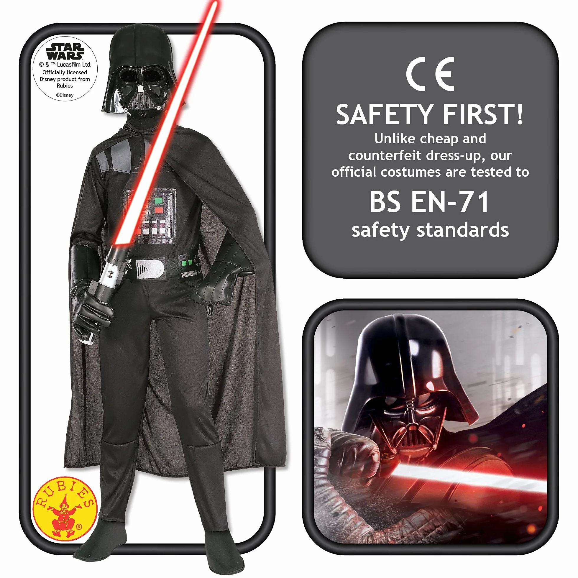 Rubie's Official Disney Star Wars Darth Vader Klasyczny Kostium dla Dzieci