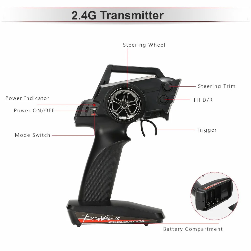 Goolsky Wltoys 2.4G 2CH Nadajnik zdalnego sterowania dla Wltoys 12428 1:12 RC Auto Crawler