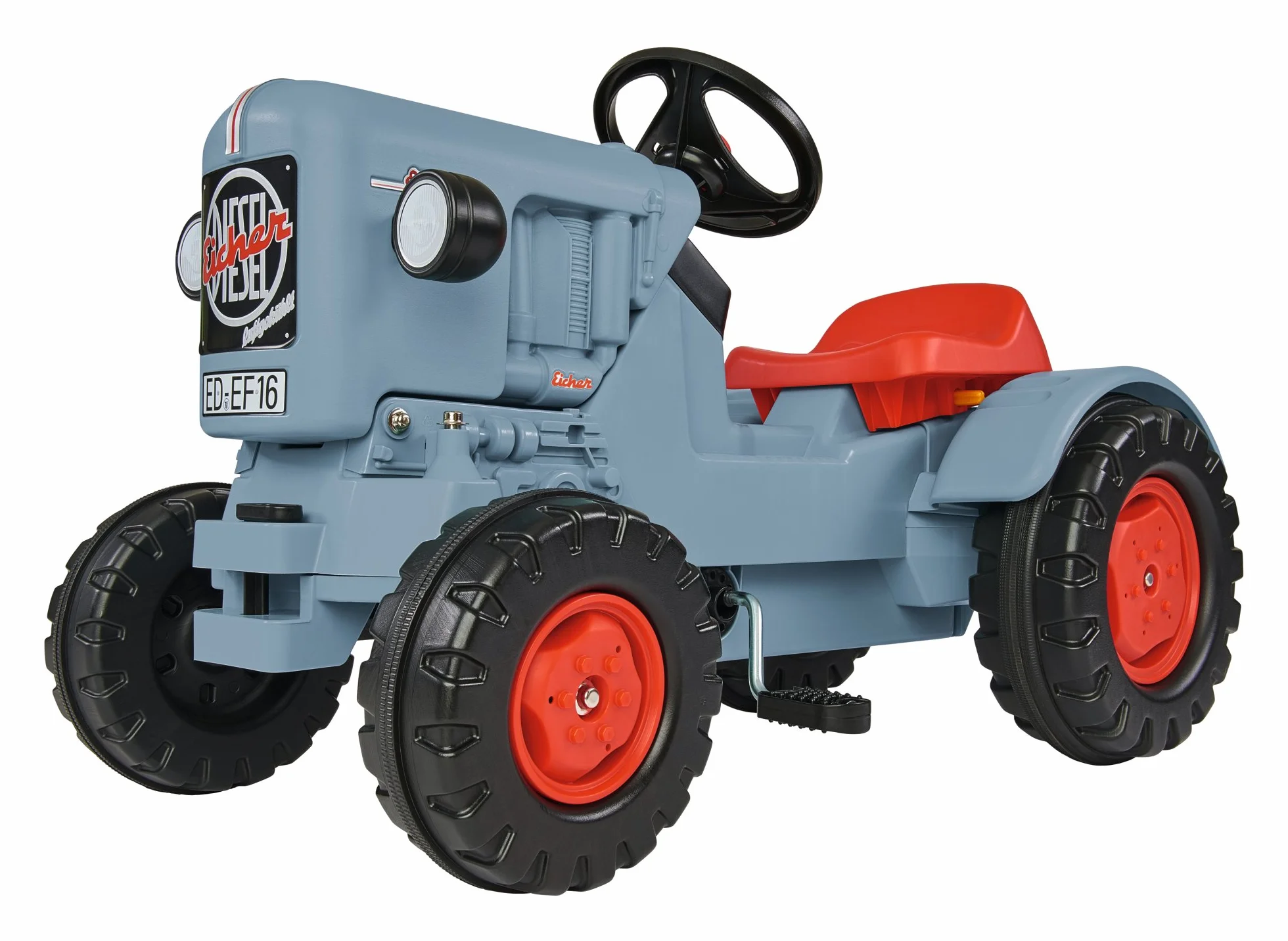 BIG Traktor Eicher Diesel ED 16 – traktor z 3-stopniową regulacją siedziska, pojazd dziecięcy z precyzyjnym napędem łańcuchowym, pojazd z pedałem dla dzieci od 3 lat