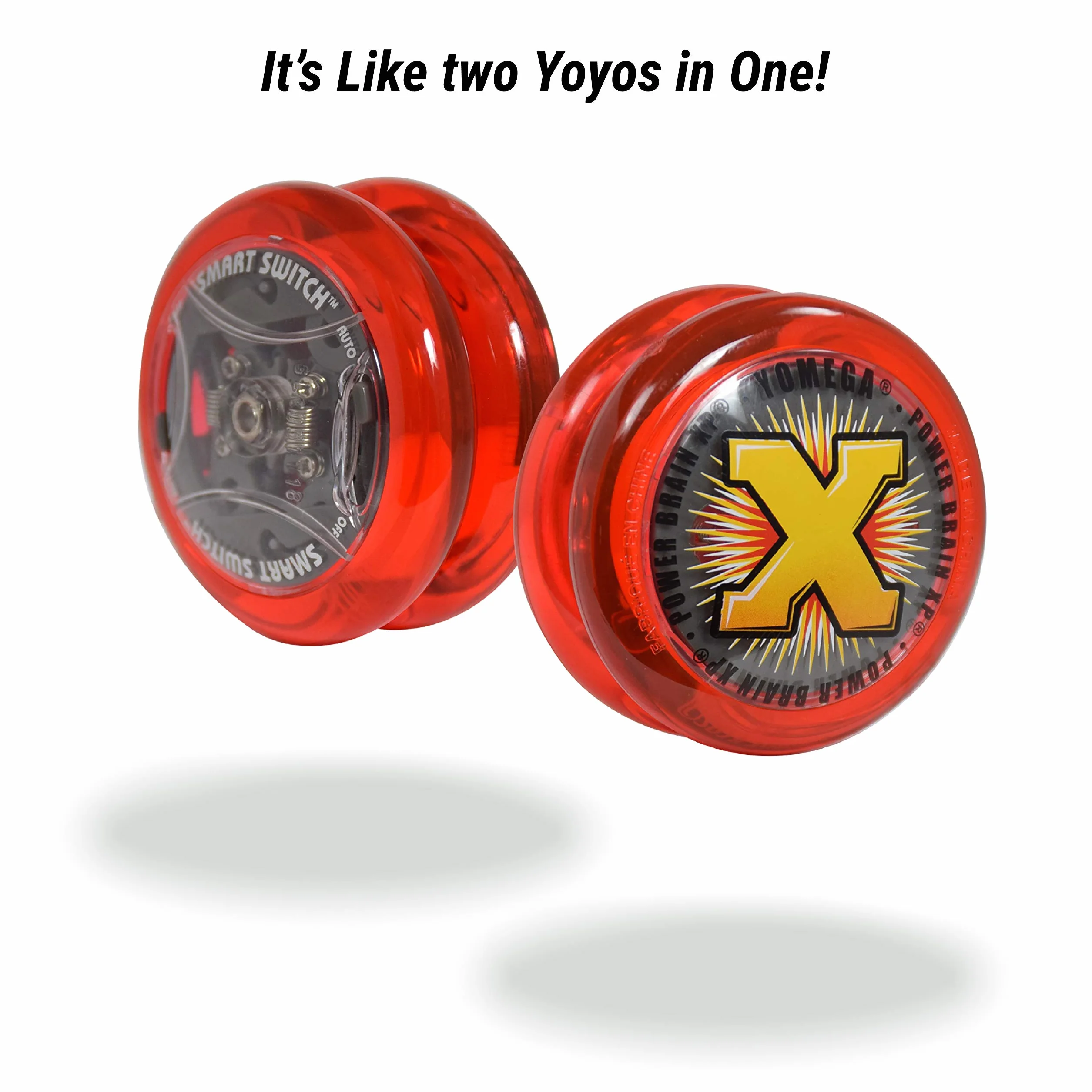 Yomega Power Brain XP yoyo - professional yoyo with a Smart Switch which enables Players to Choose Between auto-Return and Manual Styles of Play. + Extra 2 Strings & 3 Month Warranty (red)