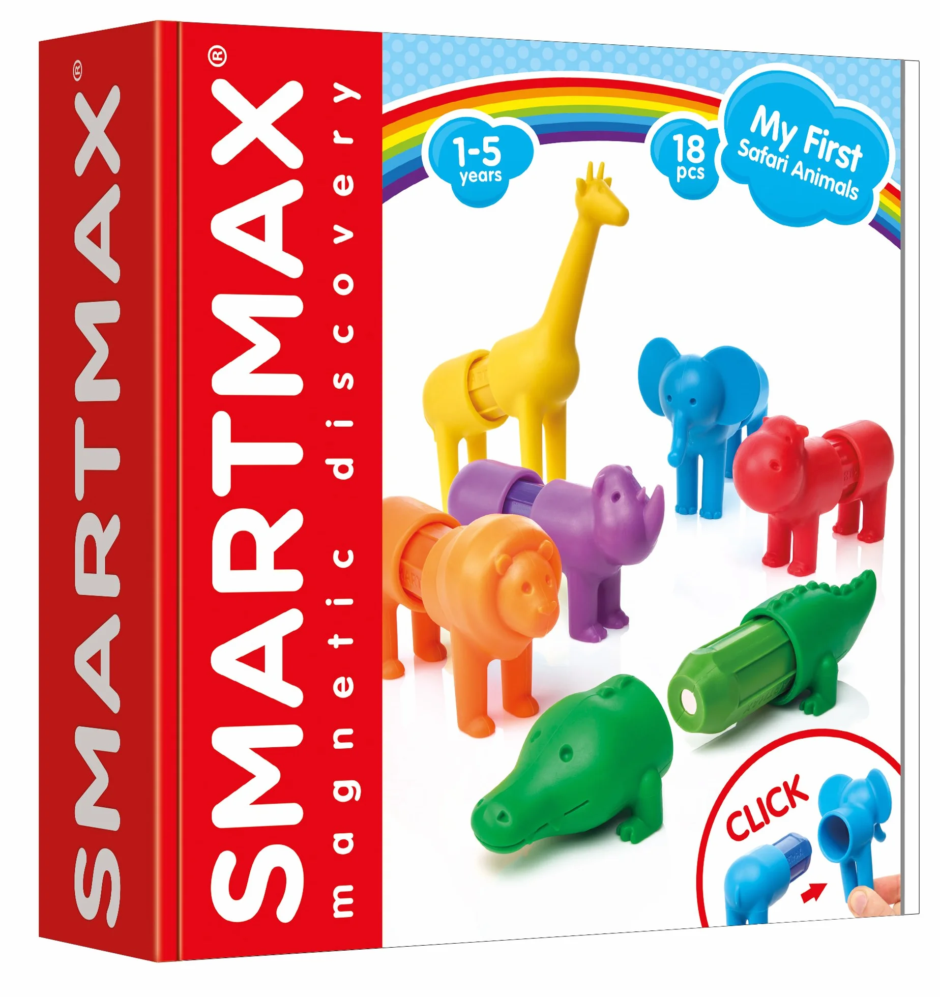 SmartMax - My First Safari Animals, Magnetic Discovery Play Set, 18 pieces, 1-5 Years