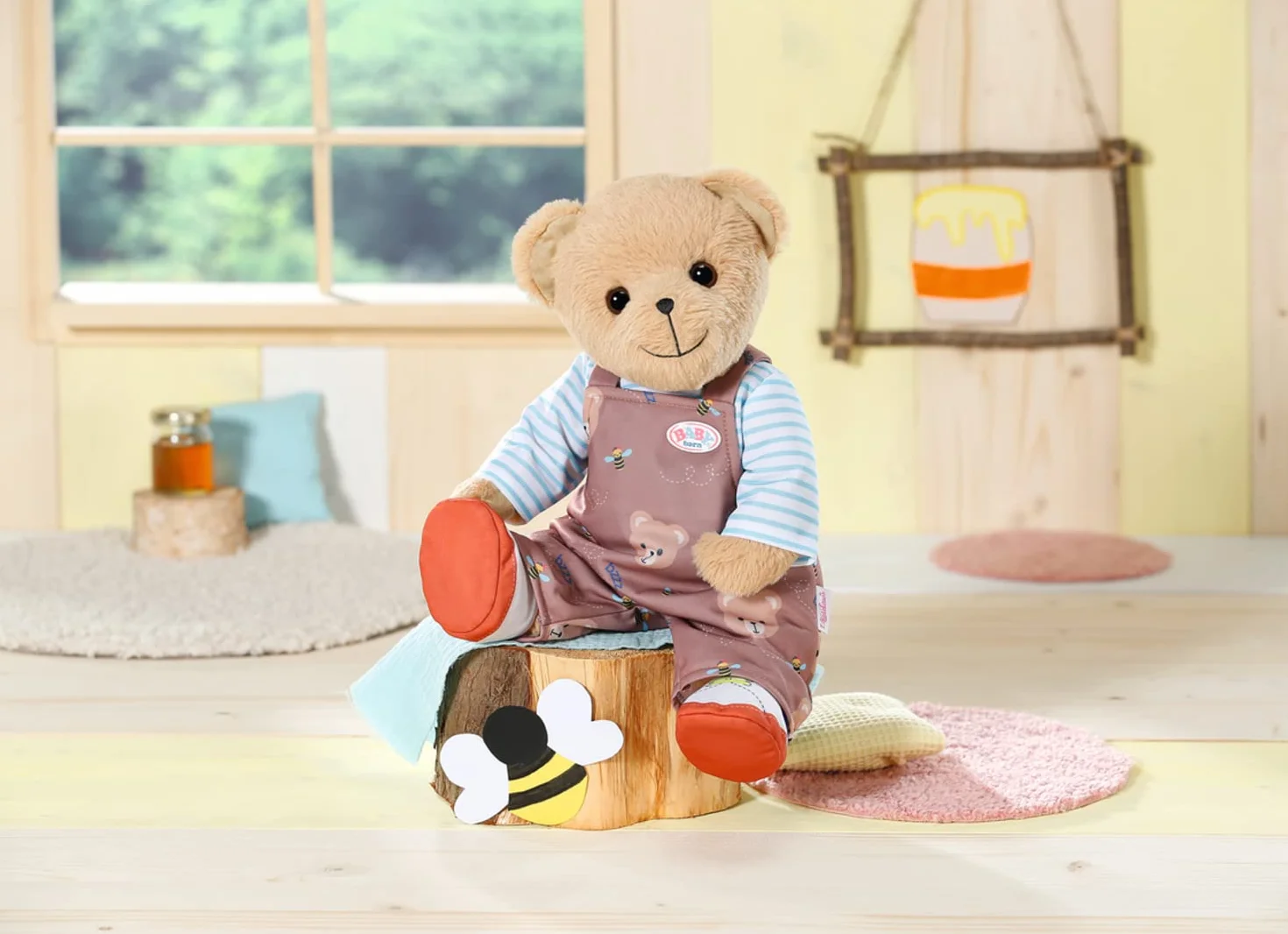 Zapf Creation 834732 Baby born bear garnitur, brązowe spodnie z kokardkami na misia lub lalkę o rozmiarze 43 cm z białymi butami.
