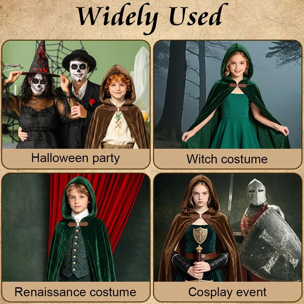Średniowieczny płaszcz z kapturem, peleryna hobbitowa 100 cm na Halloween Cosplay