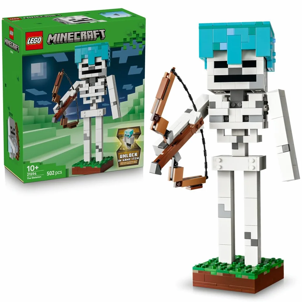 LEGO Minecraft Szkielet, zabawka konstrukcyjna dla 10-latka, figurka z gry, gamingowa dekoracja do pokoju dziecka, klocki dla chłopca i dziewczynki, pomysł na prezent dla gracza 21594