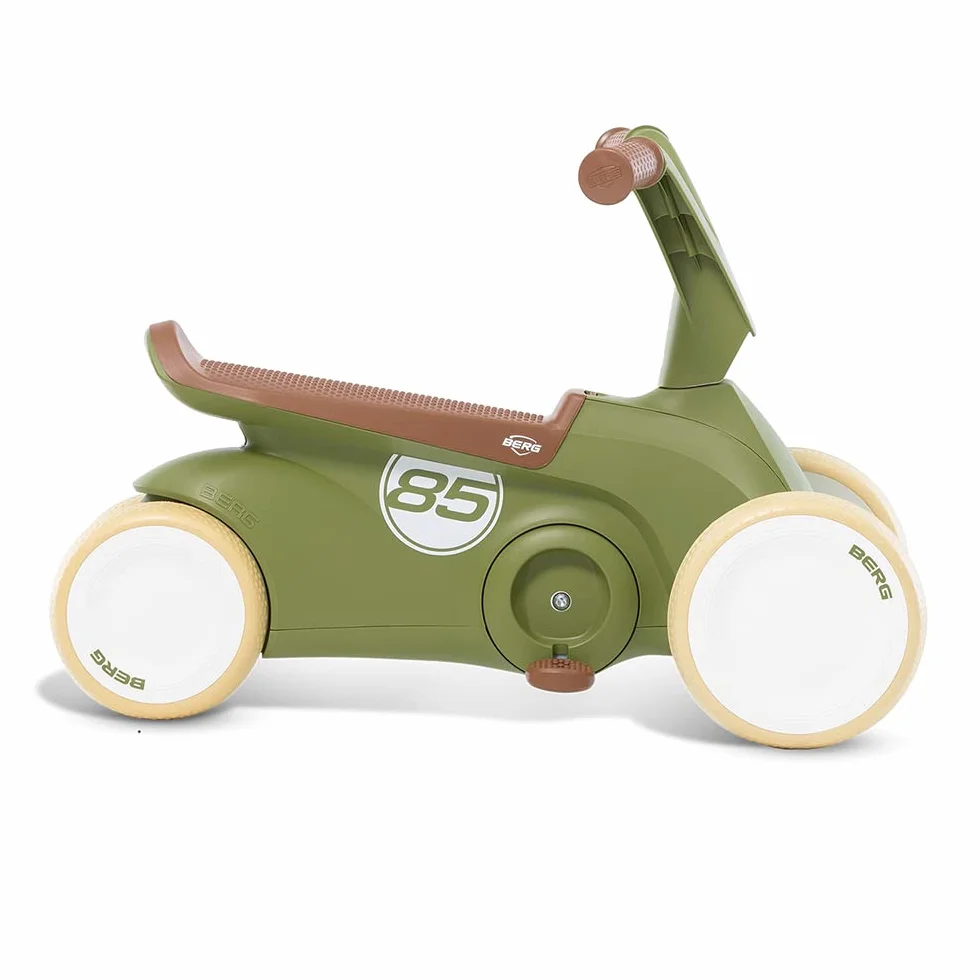 Berg GO² Samochód zjeżdżalniowy 2 w 1 w stylu retro, zielony | ślizgacz i rowerek biegowy, samochód dziecięcy z rozkładanymi pedałami, gokart, zabawka dla dzieci w wieku 10-30 miesięcy, duży