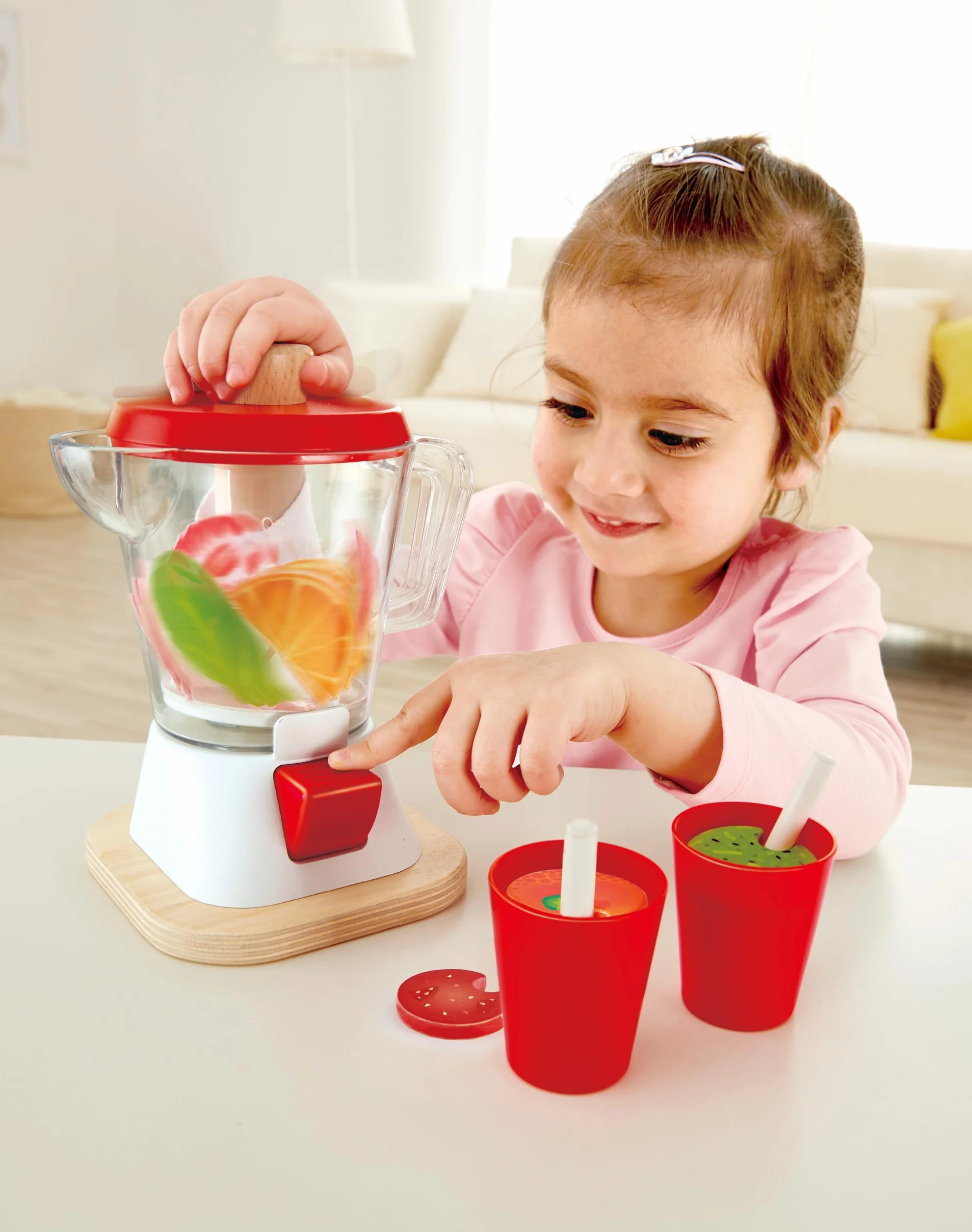 Hape Smoothie Blender, Multicoloured Kitchen Smoothie Machine Playset Complete with Cups and Straws
