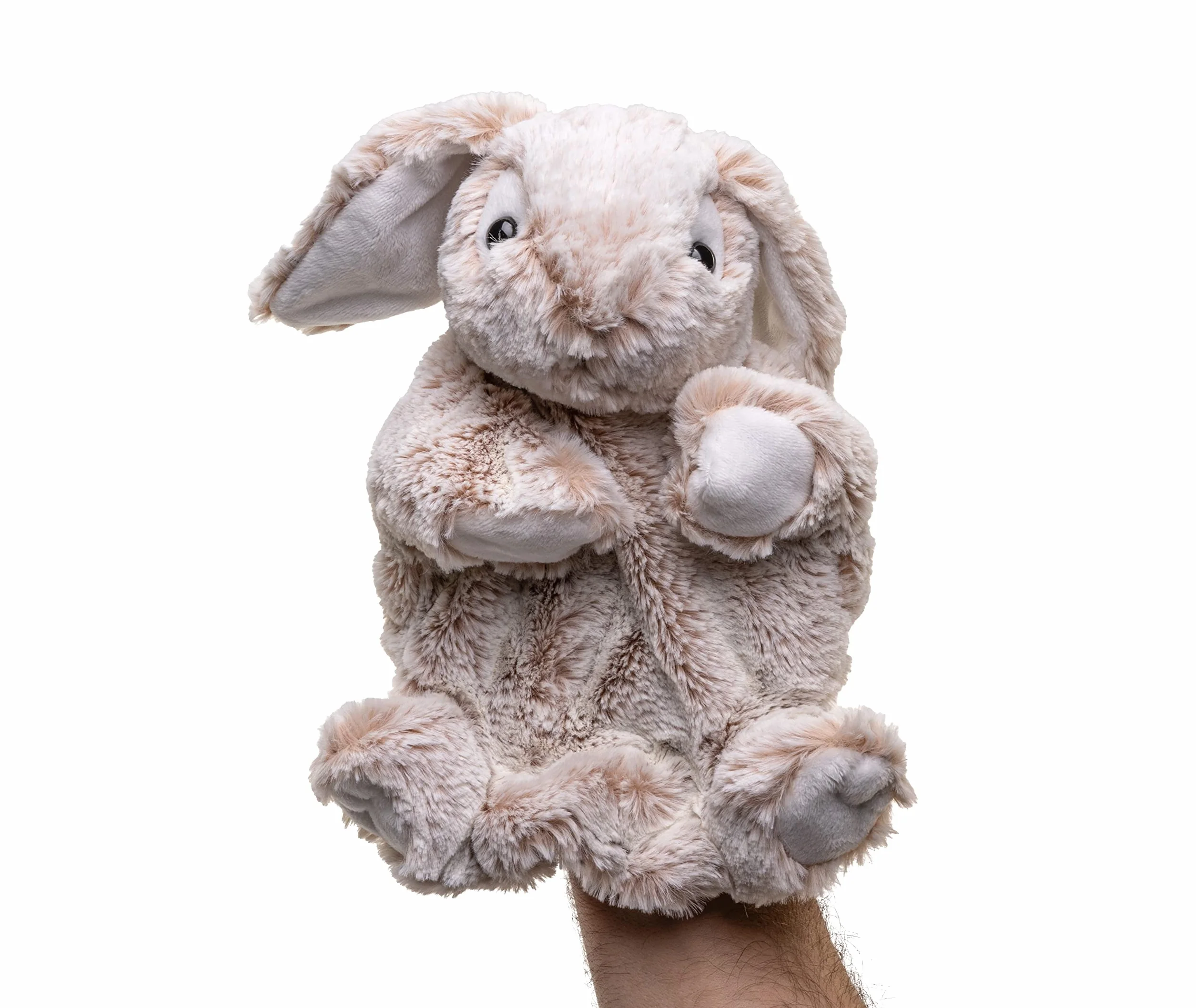 Uni-Toys - pacynka zając (brązowo-nakrapiany) - 24 cm (wysokość) - pluszowa lalka, królik - pluszowa zabawka, przytulanka