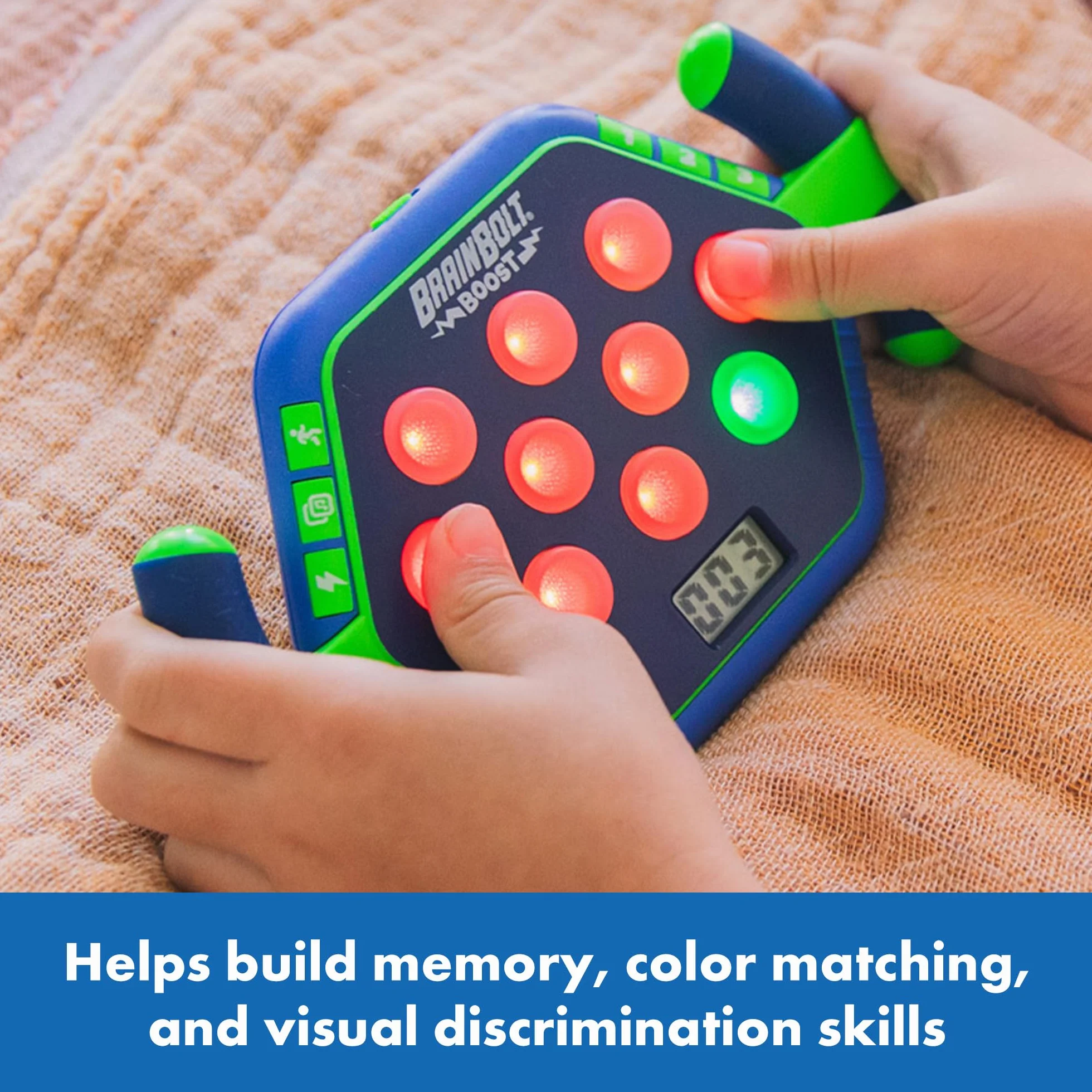 Learning Resources BrainBolt Boost, elektroniczna gra pamięci dla dzieci od 5 lat, 3 tryby gry, dla 1 gracza, gry podróżne dla dzieci