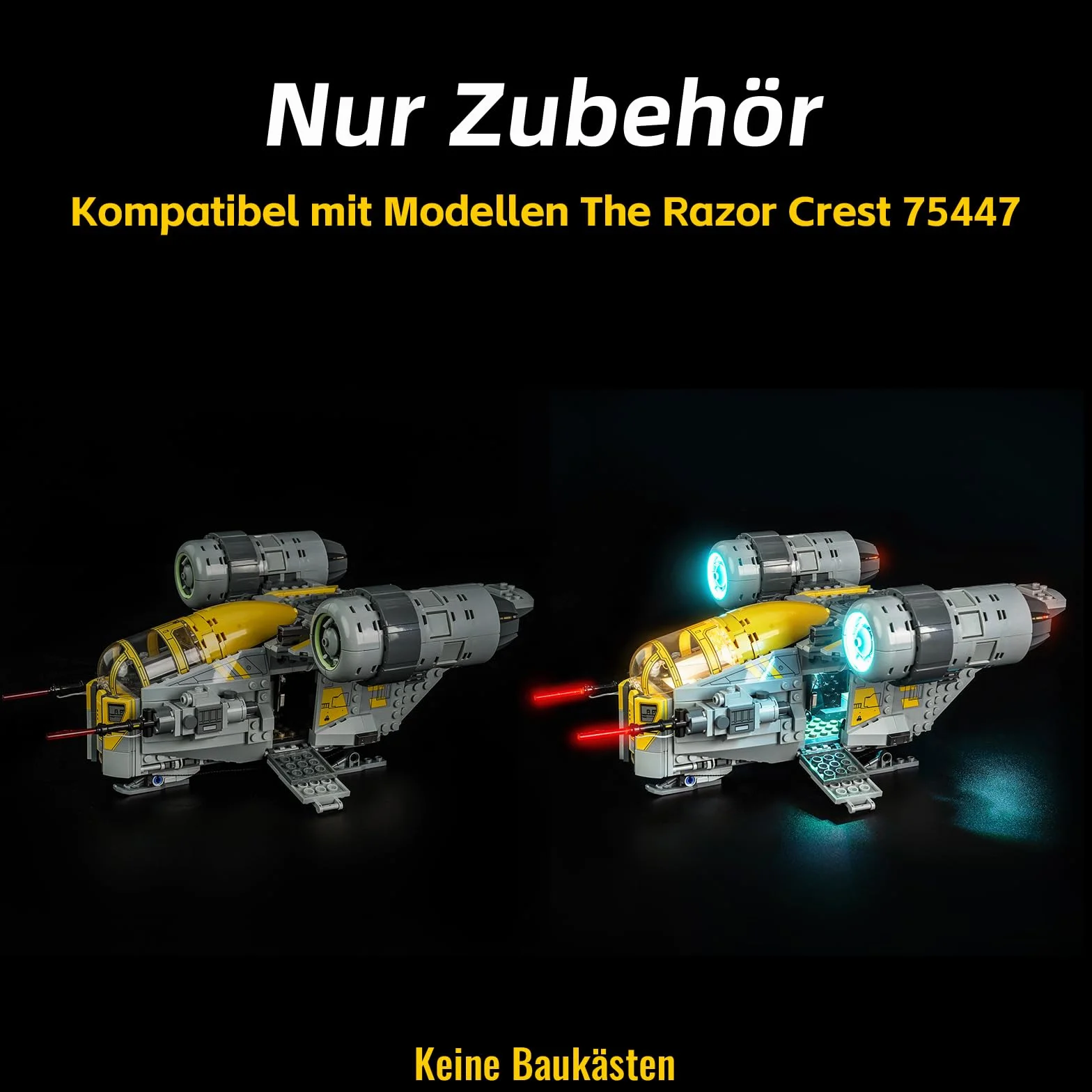Zestaw świateł LED kompatybilny z Lego 75447 The Razor Crest (nie jest to model), zestaw oświetlenia dekoracyjnego kompatybilny z modelem Lego The Razor Crest