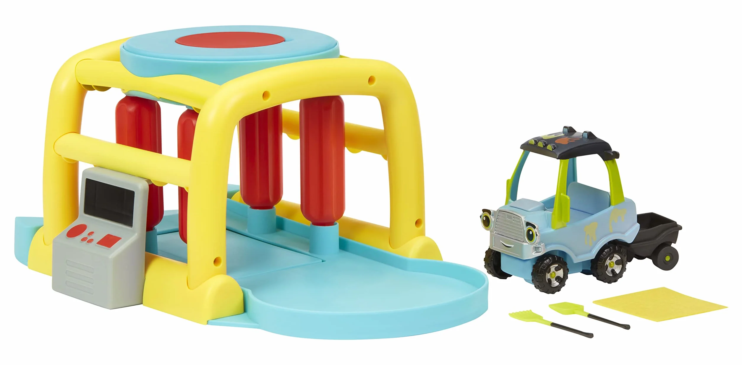 Little Tikes Let's Go Cozy Coupe - Myjnia samochodowa zmieniająca kolory z pojazdem do pchania i zabawy - w zestawie ciężarówka Go Green, narzędzia ogrodowe i wózek - dla maluchów od 3 roku życia