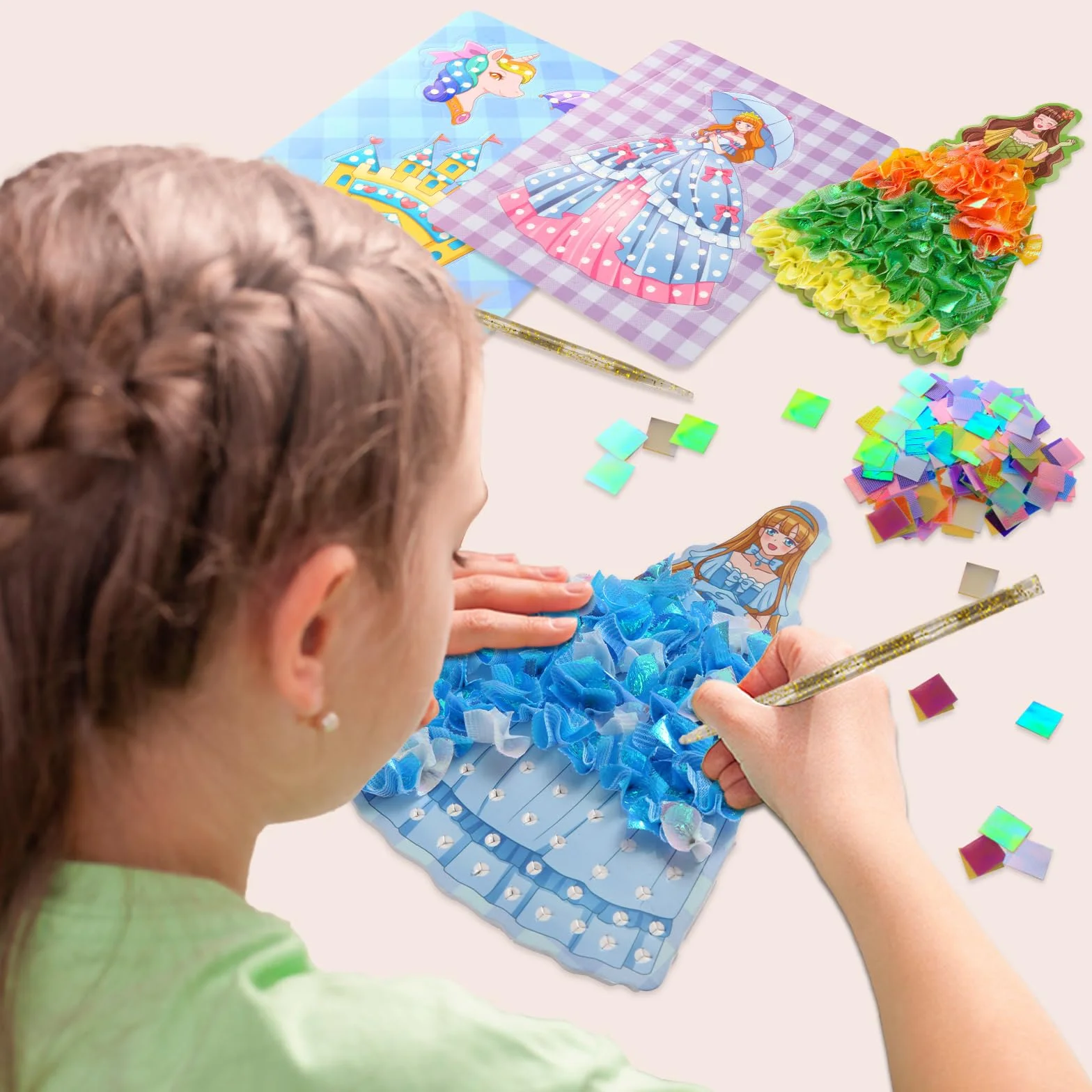 Yrinfay Poke Art DIY 8 magicznych księżniczek i 6 akcesoriów - zestaw do majsterkowania dla księżniczek, zabawka dla dziewczynek 6, 7, 8, prezent dla dziewcząt, chłopców, 9, 10, 11, 12 lat