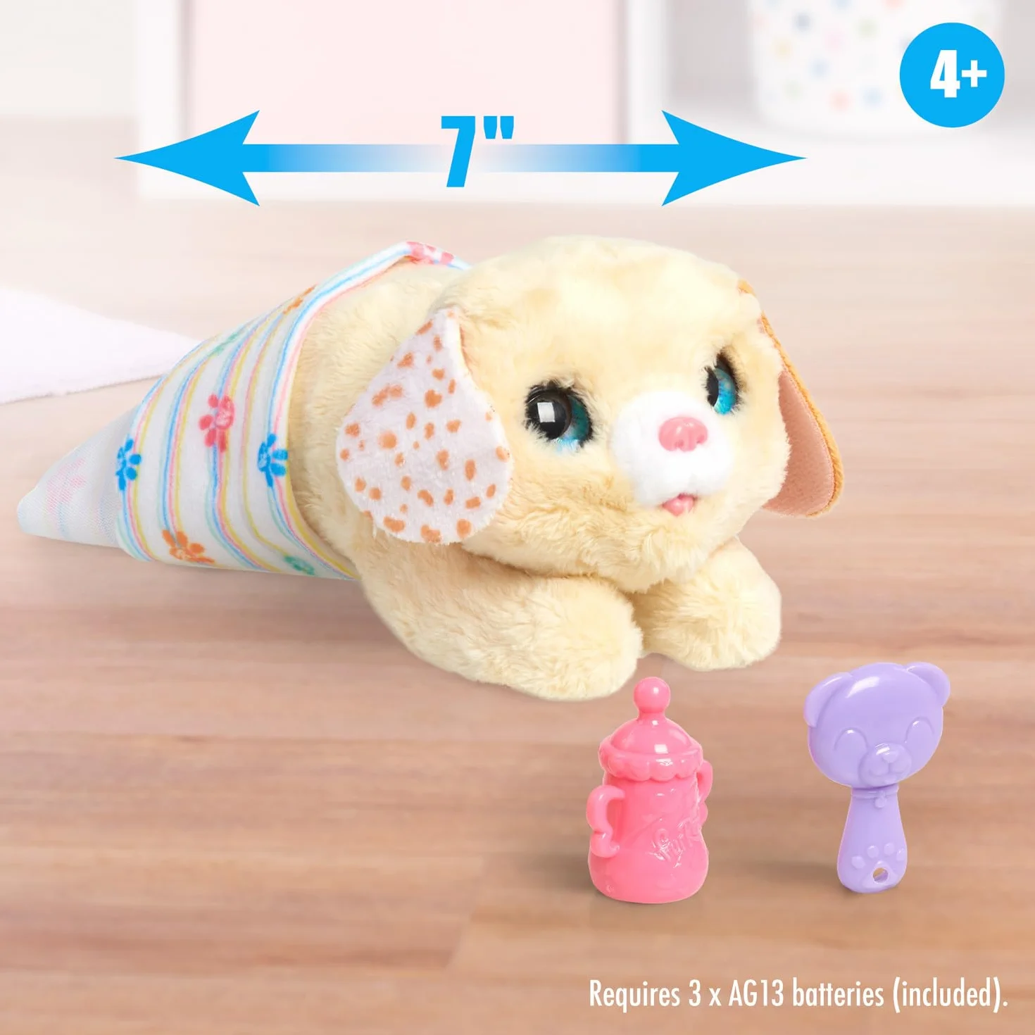 Just Play furReal Newborns Szczeniak Interaktywny Pet, mały szczeniak z dźwiękami i ruchem, zabawka dla dzieci od 4 lat