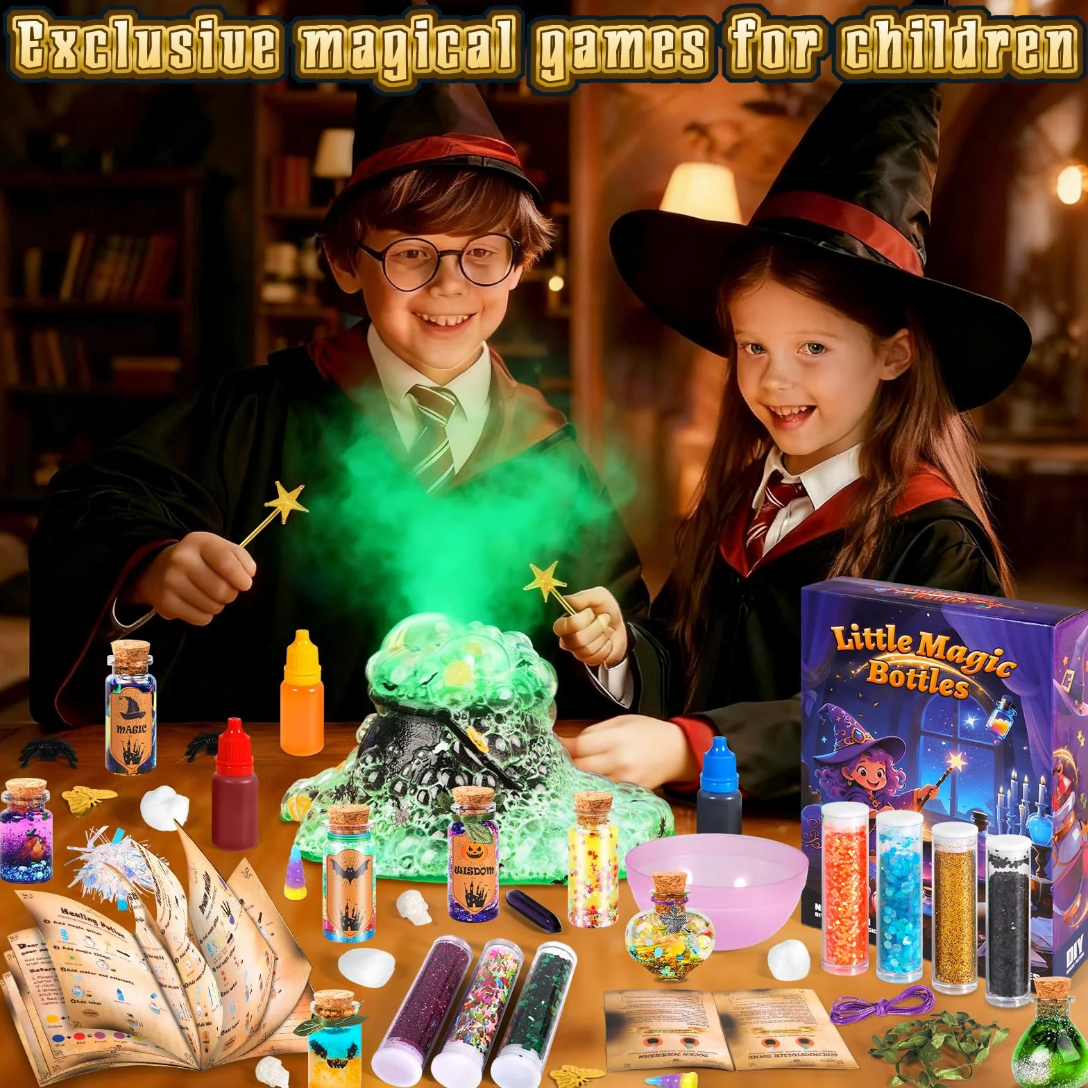 Magiczna mikstura Zestaw Dziecko, miesza 20 butelek magicznej mikstury z magicznym garnkiem, zabawki rzemieślnicze kreatywne prezent dla chłopców i dziewcząt, DIY Zestawy do rękodzieła