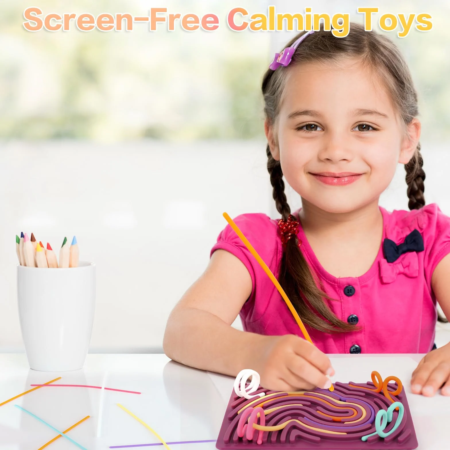 ddLUCK Sensory Activity Board, silikonowe zabawki antystresowe, łagodzące, łagodzące, koncentrujące, ADHD i autyzm, zabawki sensoryczne dla dzieci w wieku 3 lat i starszych i dorosłych z 20 strunami