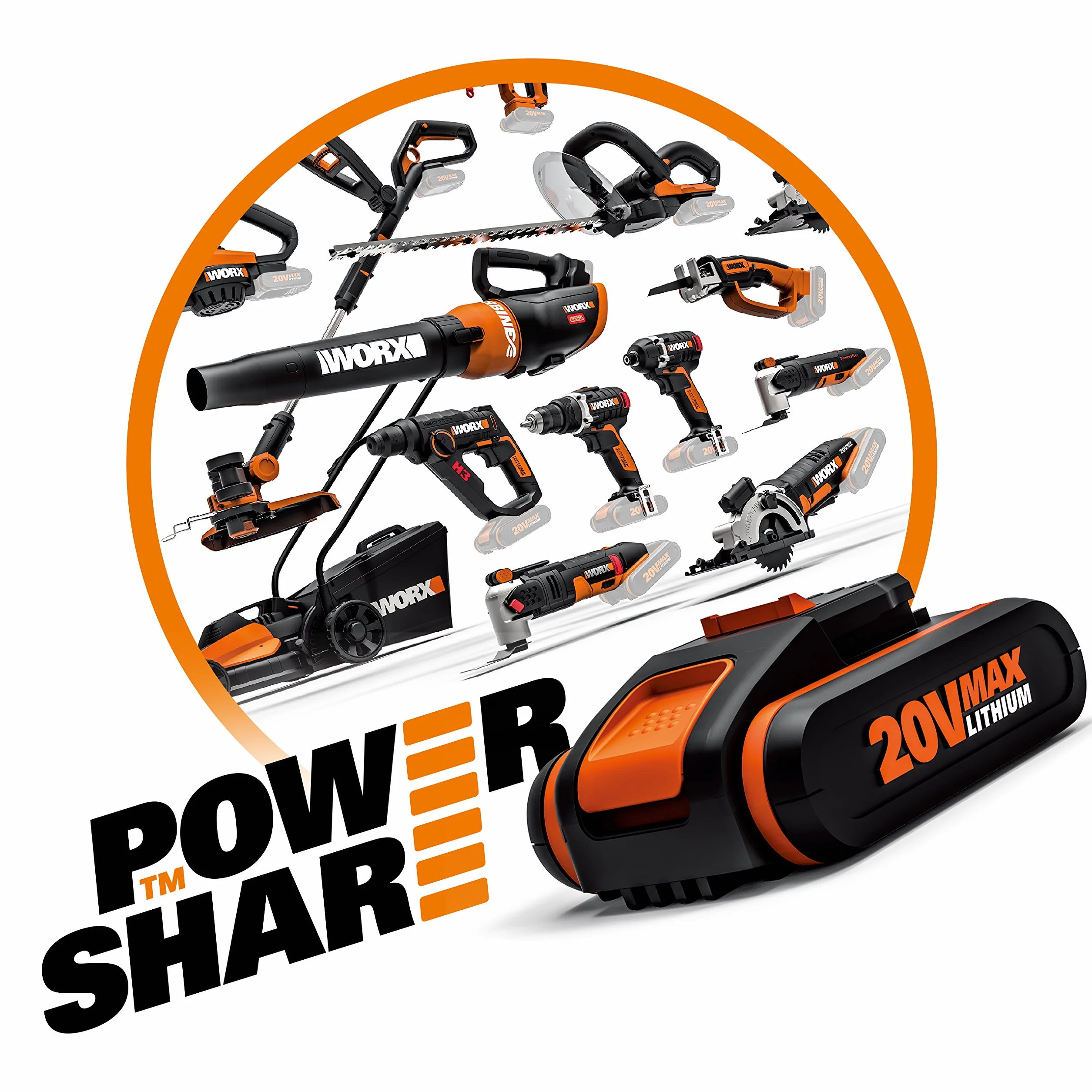 WORX WA3880 Stacja Ładująca Akumulator, Szybka Ładowarka do Akumulatora, Uniwersalna do Akumulatorów WORX Powershare do 6000 Mah