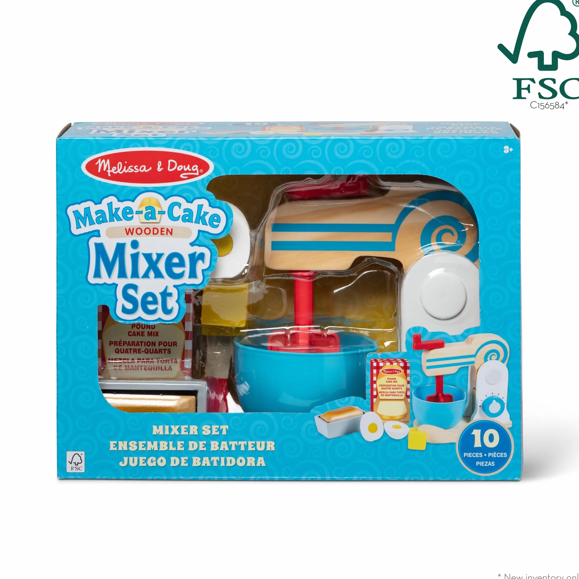 Melissa & Doug Drewniany Zestaw Mikserów do Robienia Ciasta Zabawka dla Dzieci 3+