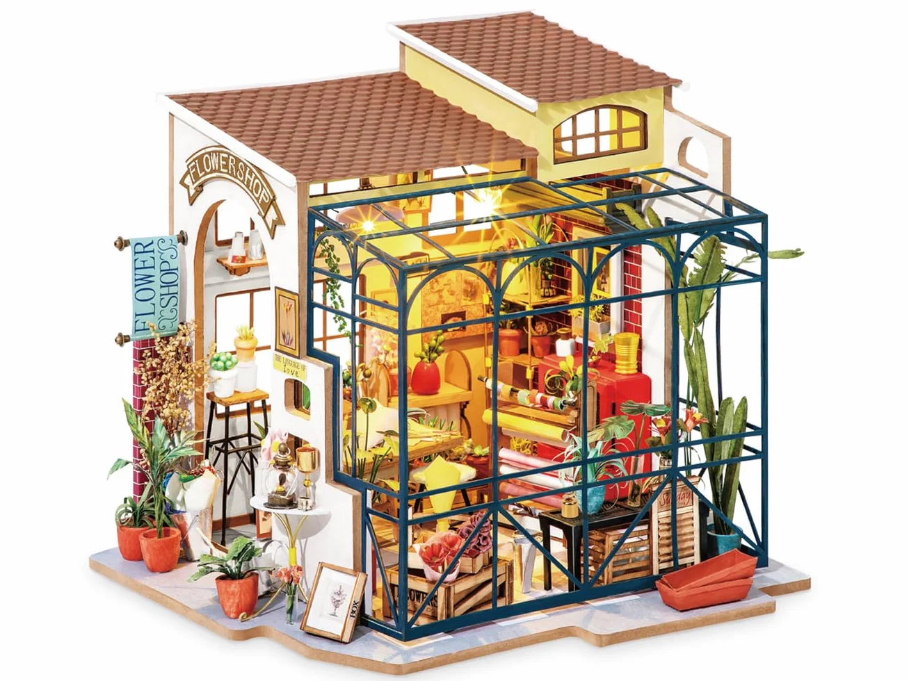 Rolife Robotime Emilys Flower Shop Domowe lalki miniaturowe, brzoza, wielokolorowe, jeden rozmiar