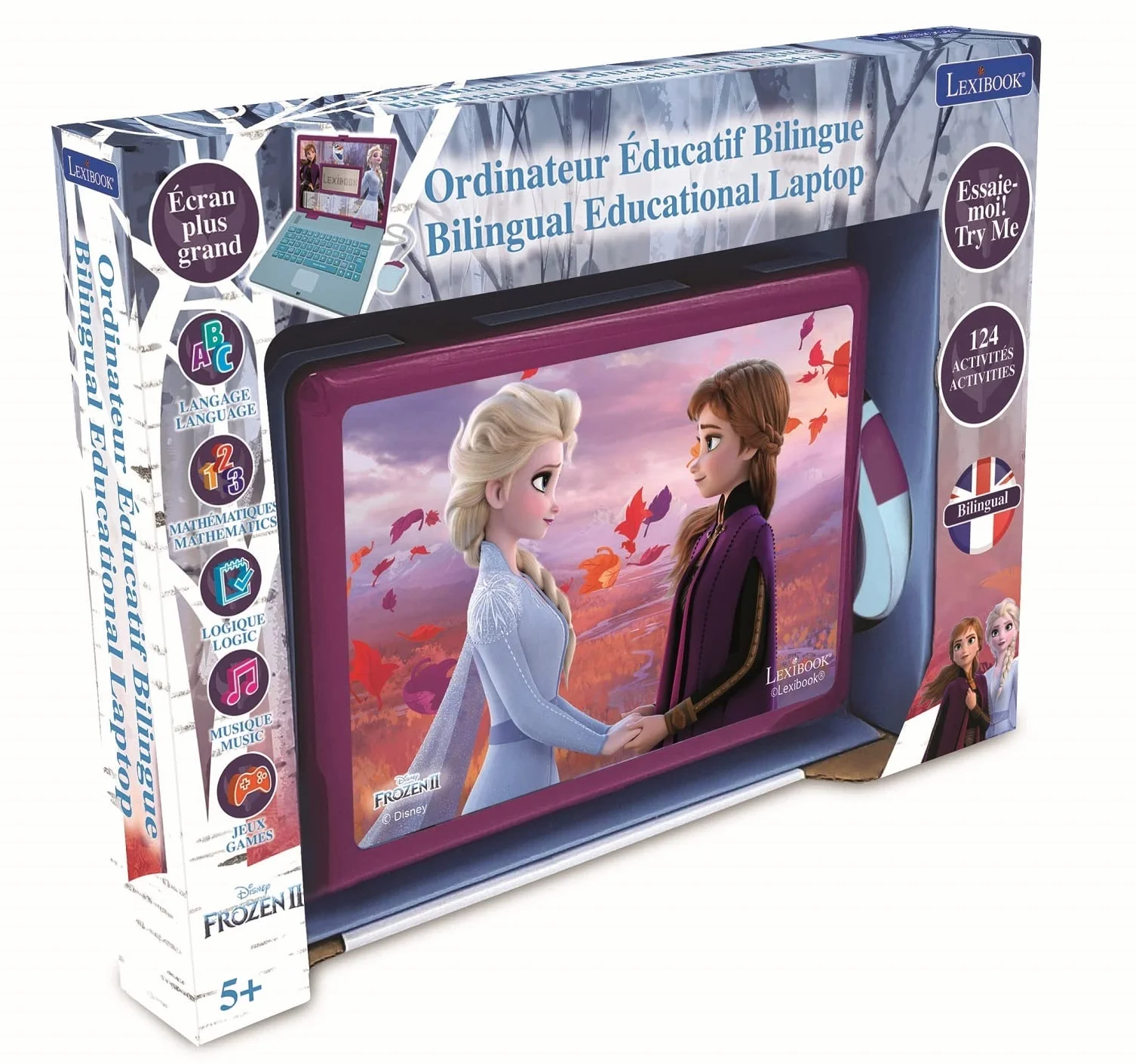 Lexibook Frozen 2 Laptop dla Dzieci do Nauki, Fioletowy, Niebieski, 24 X 18 X 3.6 cm, JC598FZi1