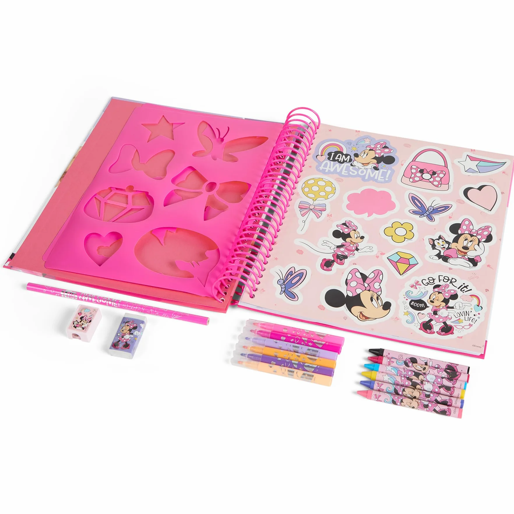 Disney Minnie Mouse – Zestaw Kreatywny z Naklejkami, Szablonami i Kolorowankami – Zestaw Do Rysowania i Kolorowania Dla Dzieci od 3 Lat – Idealny w Podróży i w Domu (MM24356)