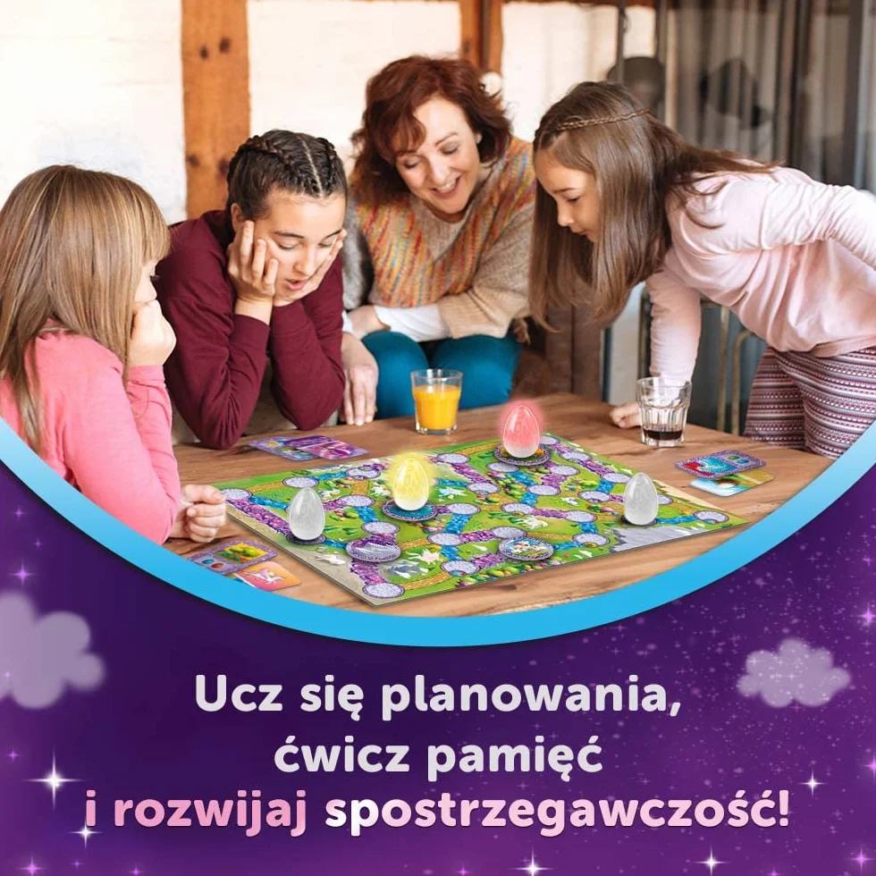Trefl - Magajaja Unicorns - Rodzinna Gra Planszowa, Świecące Elektroniczne Jaja i Magnetyczne Żetony, Baśniowy Świat Jednorożców, Nowatorska Gra dla Dorosłych i Dzieci od 6 lat