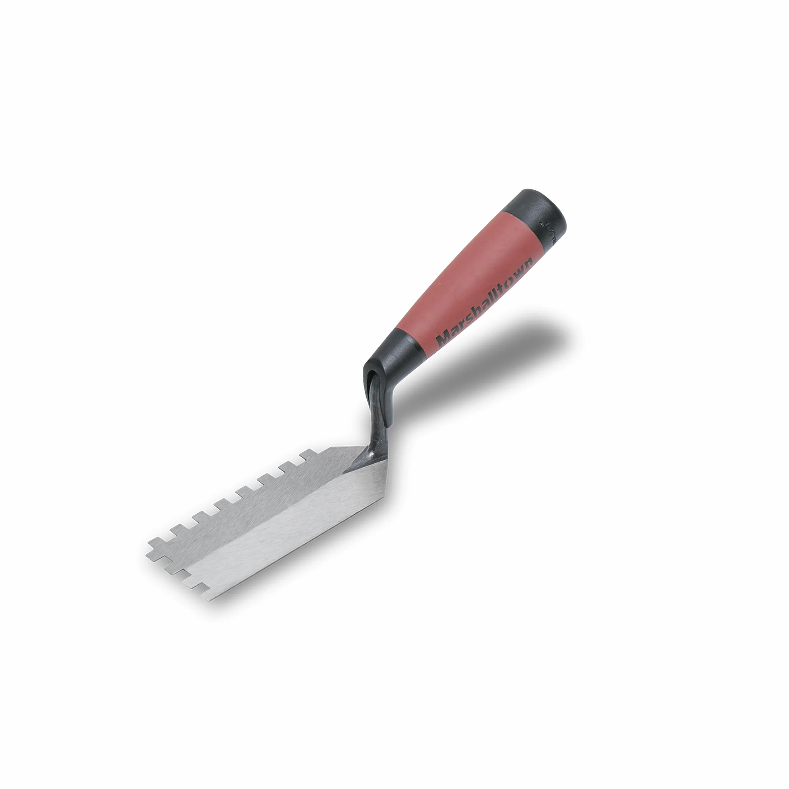 Paca kwadratowa Marshalltown o ząbkowanej krawędzi 6x6x6 mm z uchwytem Durasoft, wąska paca do wąskich miejsc, wymiary: 127x51 mm