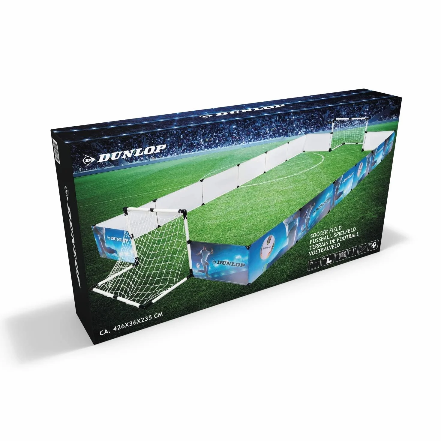 Dunlop Boisko Do Gry W Piłkę Nożną Z Bandami Komplet Z Piłką I Pompką 426 x 235 x 36 cm