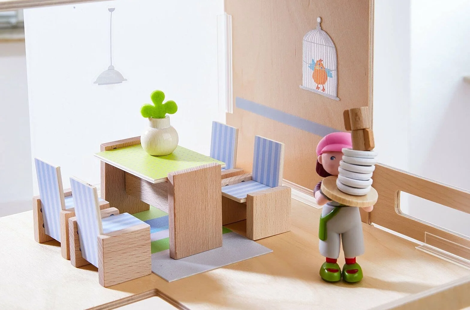 HABA Little Friends – Dollhouse Furniture Dining Room, wooden dolls house furniture, 303839