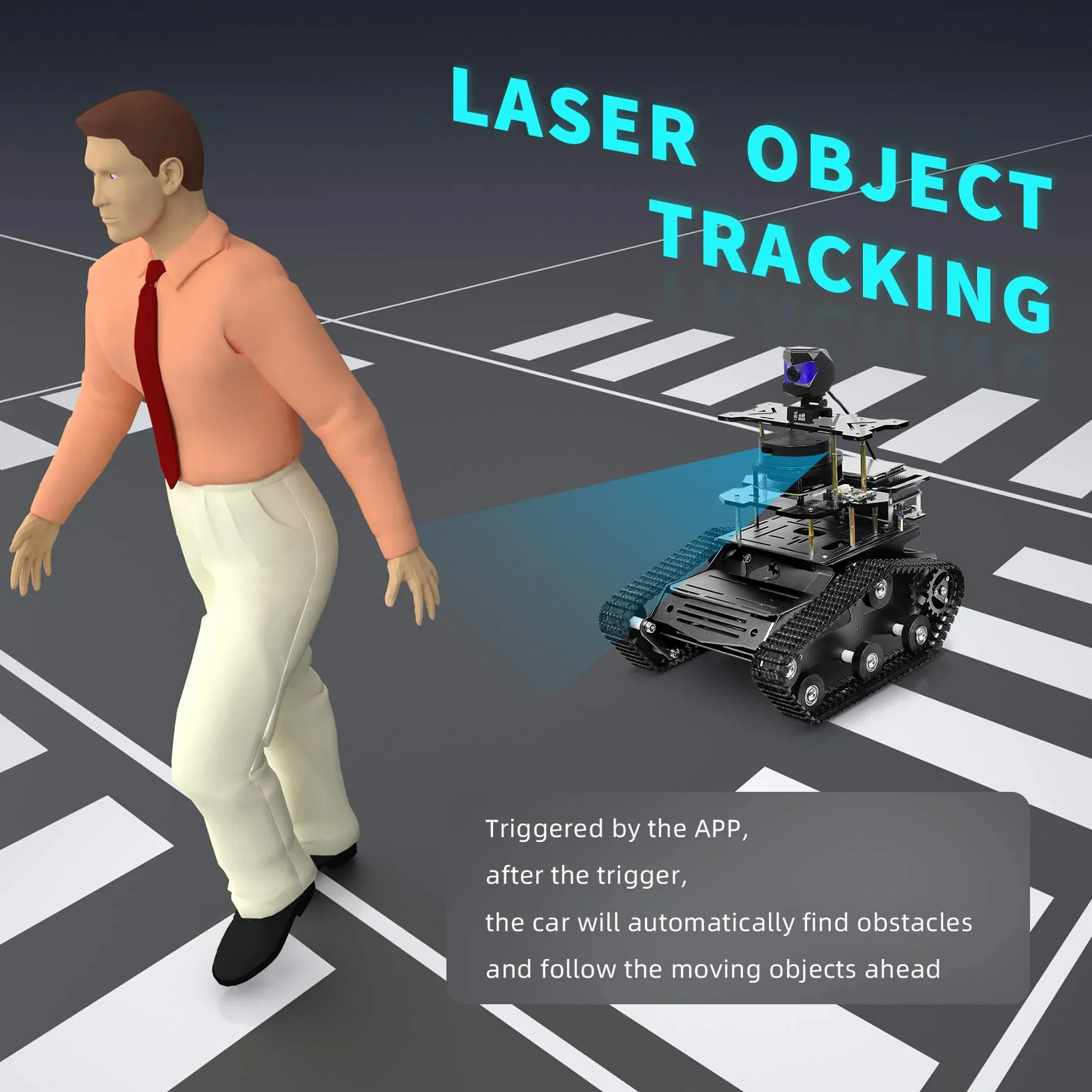 AI Raspberry Pi 4B Robot Kit z radarem ROS SLAM Smart Car Robotic Tank Buduj mapy samodzielną nawigację śledzenie rozpoznawania obiektów (czarny, Raspberry Pi 4B 4GB)