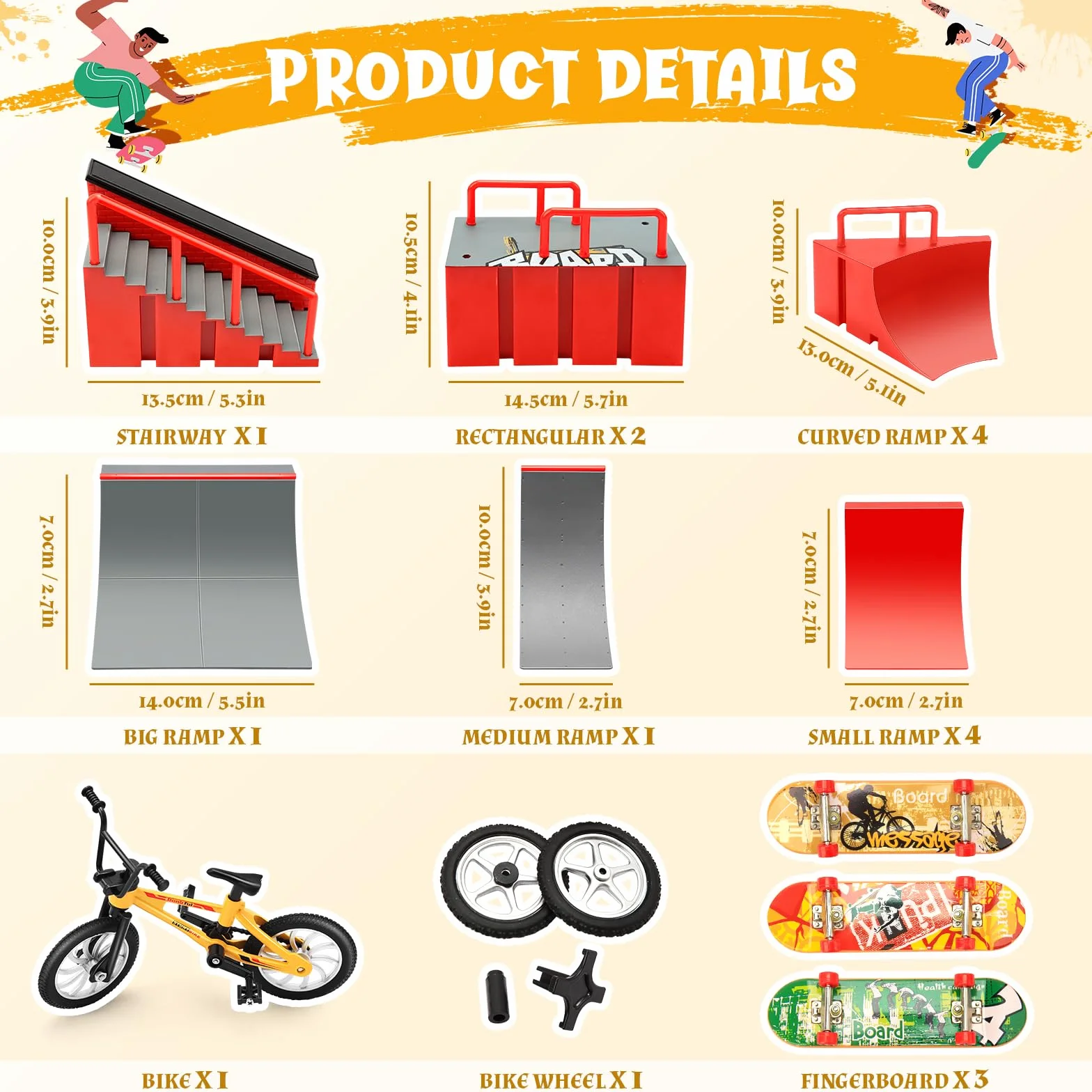 MOMSIV Mini Finger deskorolka i zestaw akcesoriów do ramp, możliwość dopasowania i budowania, zestaw ramp z deską na palec, skate park, pokład, ciężarówka, rampa, zestaw zabawkowy dla dzieci od 6 lat