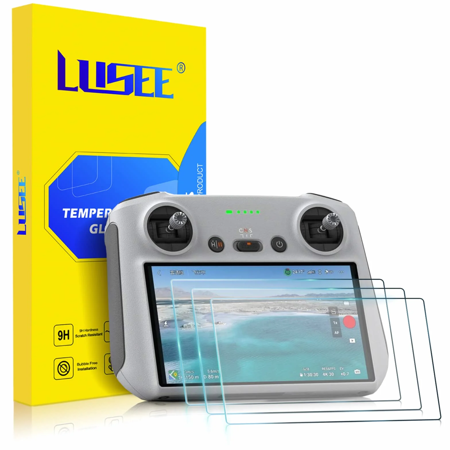 Lusee Folia ochronna kompatybilna z DJI Mini 3 Pro (DJI RC), pełne pokrycie, folia ochronna HD, folia ochronna odporna na zarysowania, odciski palców