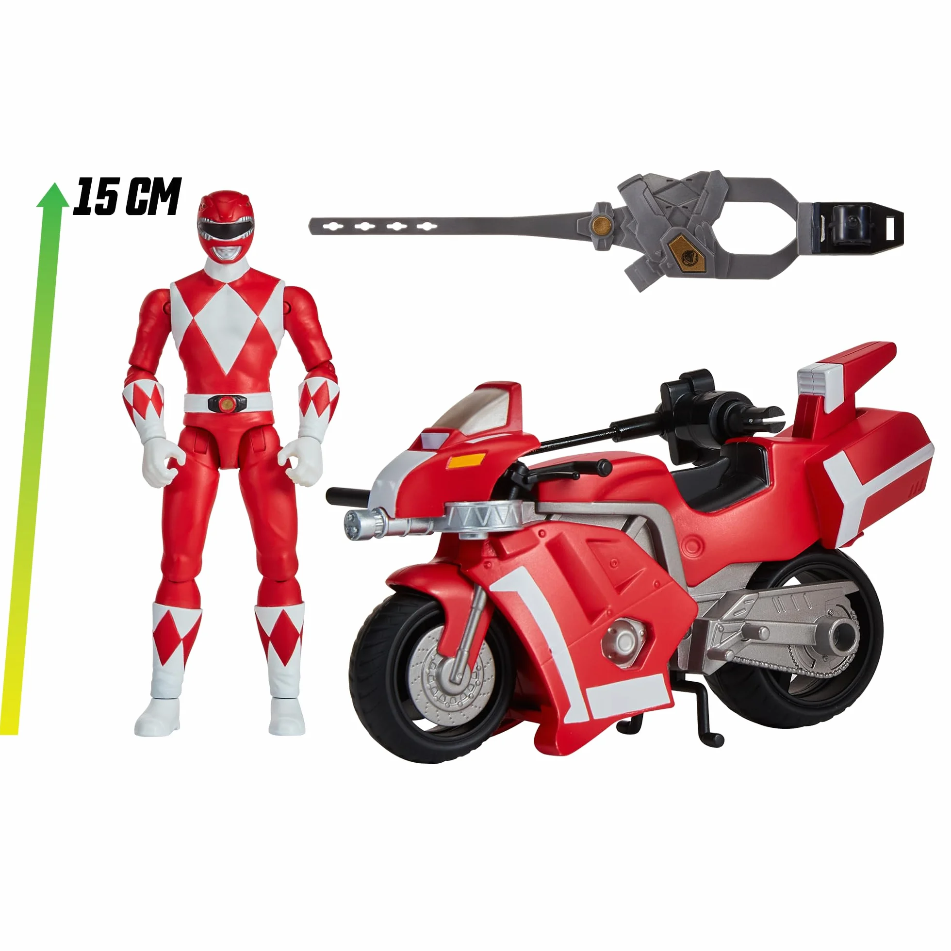 Power Rangers, Pojazd Deluxe z figurką 15 cm, czerwony strażnik - Jason Lee Scott, dla dzieci od 4 lat, PWG04