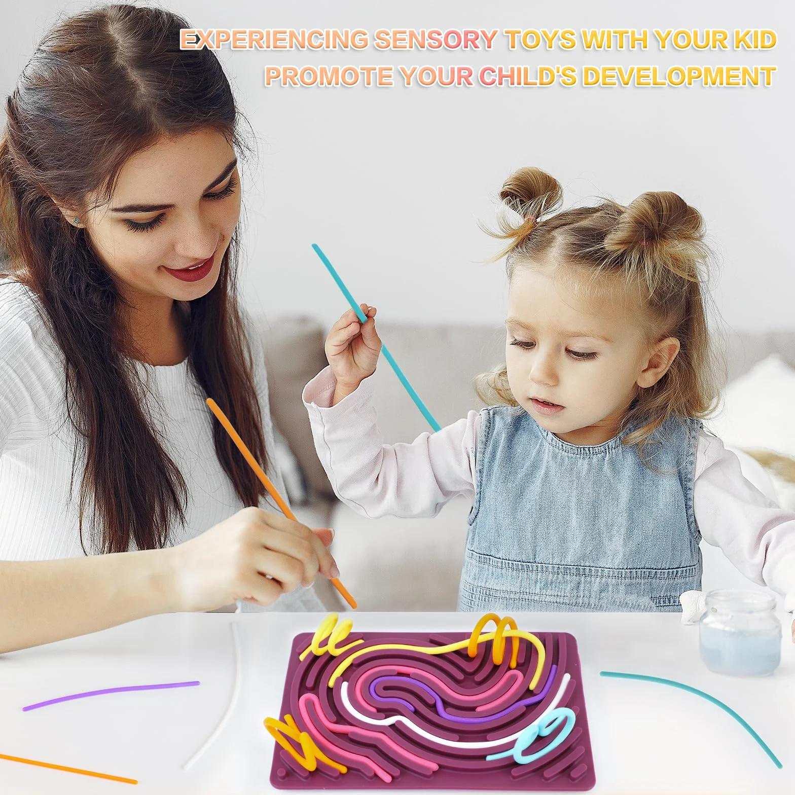 ddLUCK Sensory Activity Board, silikonowe zabawki antystresowe, łagodzące, łagodzące, koncentrujące, ADHD i autyzm, zabawki sensoryczne dla dzieci w wieku 3 lat i starszych i dorosłych z 20 strunami