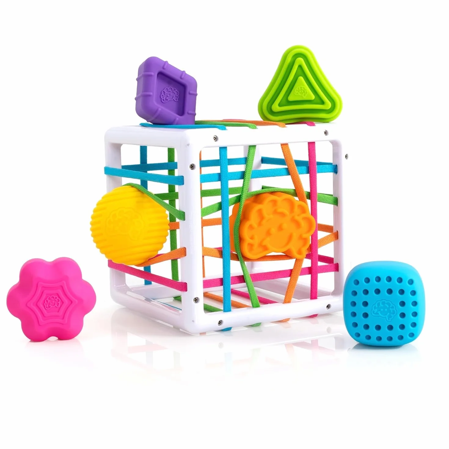 Fat Brain Toys F251 Fat Brain InnyBin, Przedszkole dla dzieci, Sortownik kształtów, Sortowanie zestawów budowlanych, Zabawka wczesnego rozwoju dla dzieci w wieku 18 miesięcy i starszych, wielobarwny
