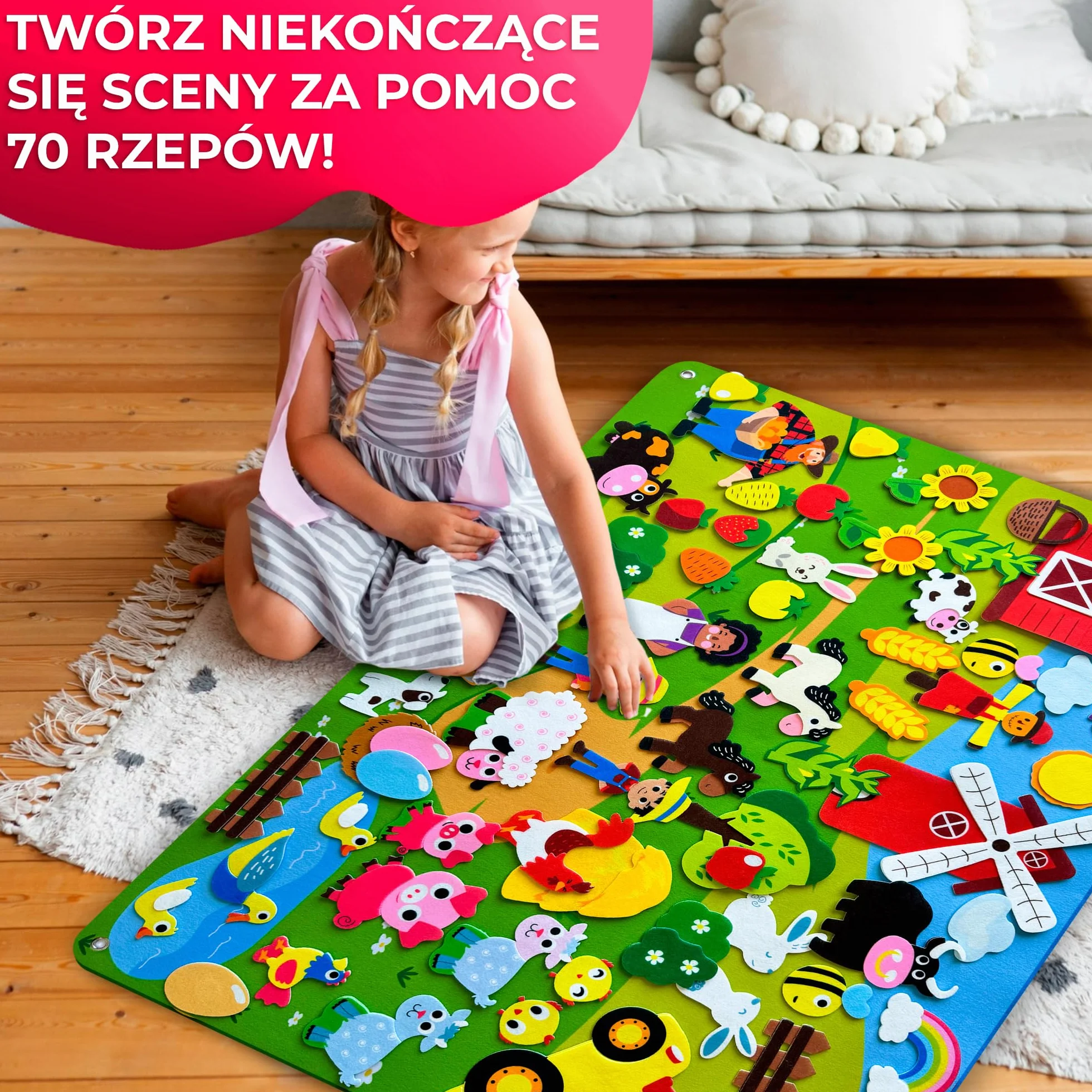 QUOKKA Farm Felt Board Dla Dzieci W Wieku 3-5 Lat – Zabawy Edukacyjne Dla Przedszkolaków W Wieku 2-4 Lat – Edukacyjne Zabawki Flanelowe Dla Maluchów