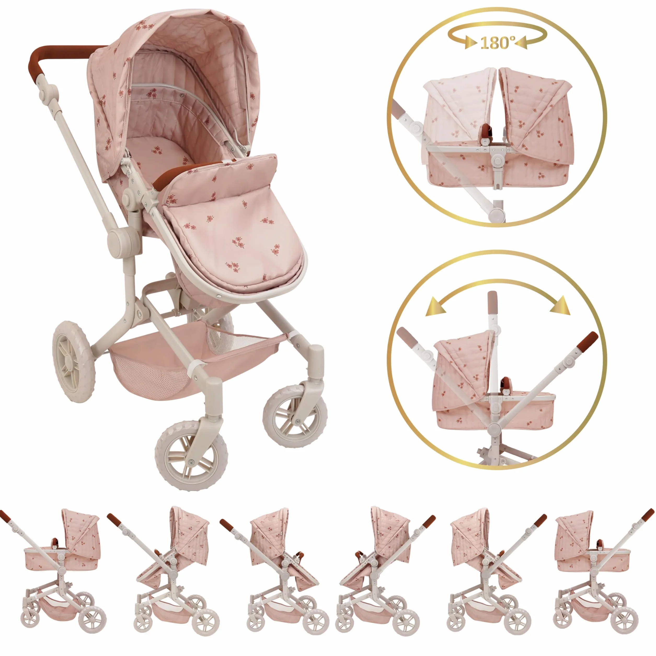 509 Zestaw 19 szt. City Park Doll Pram n Play, Multi Play Doll Pram Stroller, High Chair, Activity Gym, Changing Bag, 15 sztuk, akcesoria do lalek 53 cm, dla dzieci w wieku 3+