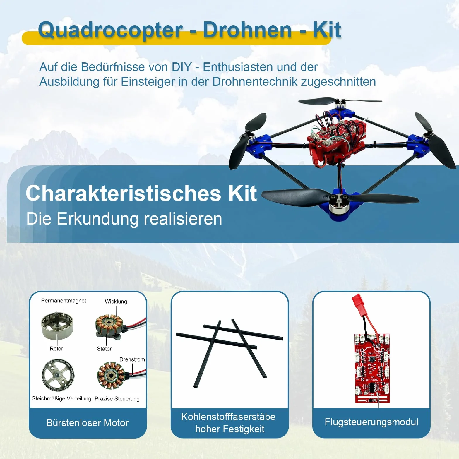 Zestaw do złożenia dronu Quadrotor DIY Unikalny projekt STEM z bezszczotkowym silnikiem, optycznym zawieszeniem, jednoklikowym startem i lądowaniem oraz obrotem 360° dla entuzjastów DIY, aby zapoznać