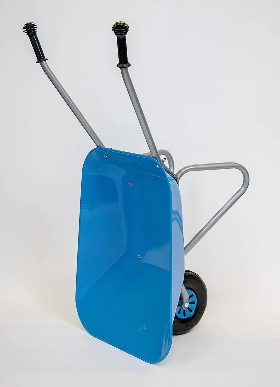 Rolly Toys Taczka dziecięca (kolor niebieski/srebrny, taczka ogrodowa, metalowa taczka, zabawka dla dzieci od 2,5 lat, obciążenie do 25 kg, narzędzie ogrodowe jasnoniebieskie dla dzieci) 271764