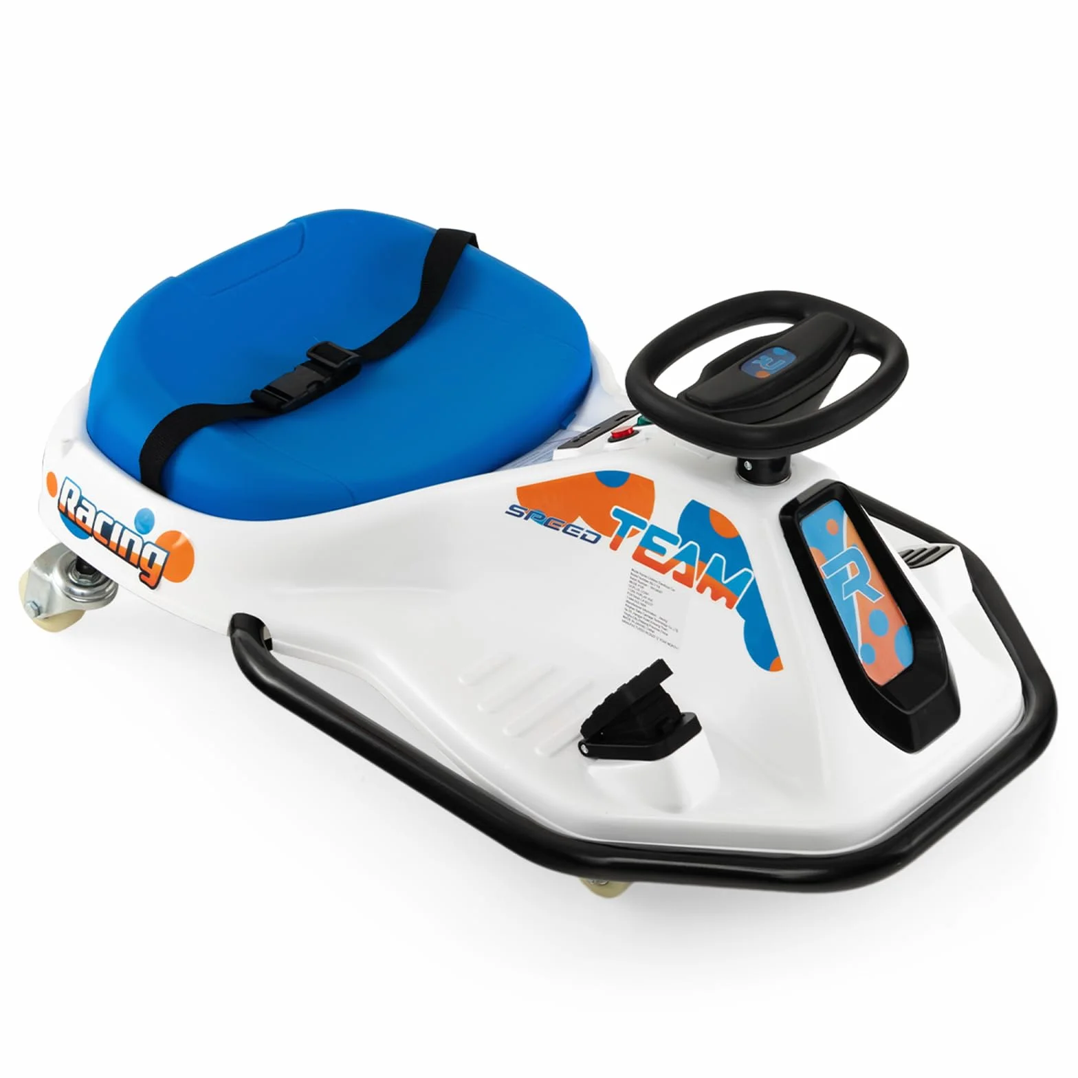 COSTWAY 24V Elektro Gokart, Drift Cart z 3 flagami i Bluetooth oraz USB i muzyką, 9-15 km/h, Go Kart z pedałami, elektromobil z 200 W silnikiem dla dzieci od 3 lat