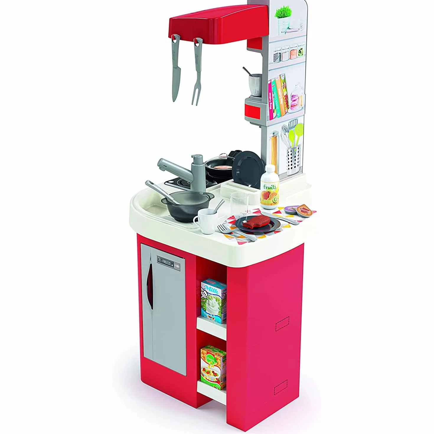 Smoby - Kuchnia Studio Bubble Red,7600311055, 3 lata, 26 akcesoriów, efekt wrzenia wody, kolor czerwony, wyprodukowano we Francji