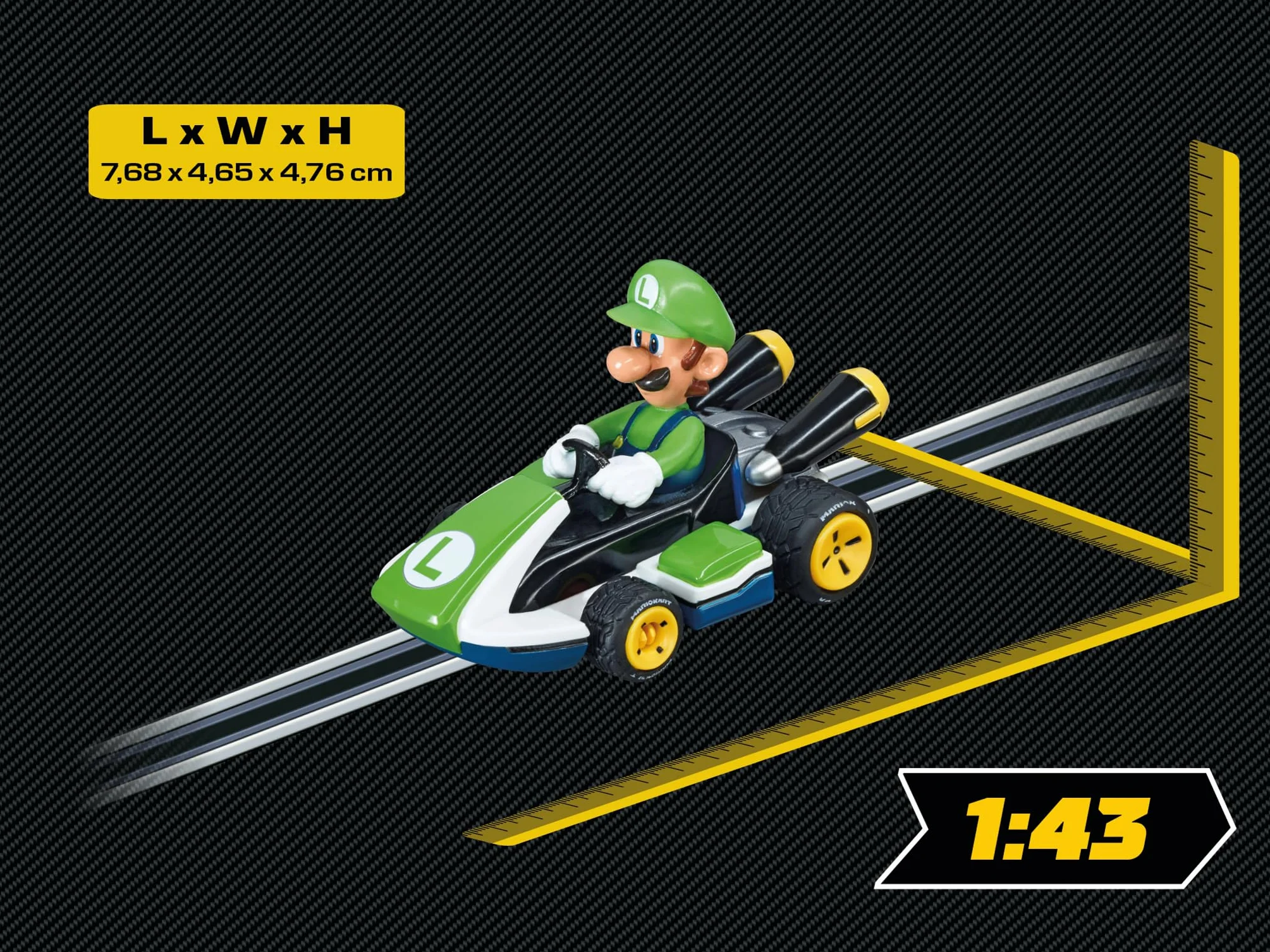 Carrera 20064034 Carrera GO!!! Mario Kart Luigi tory wyścigowe i licencjonowane wyścigówki do 2 graczy dla chłopców i dziewcząt od 6 lat i dorosłych