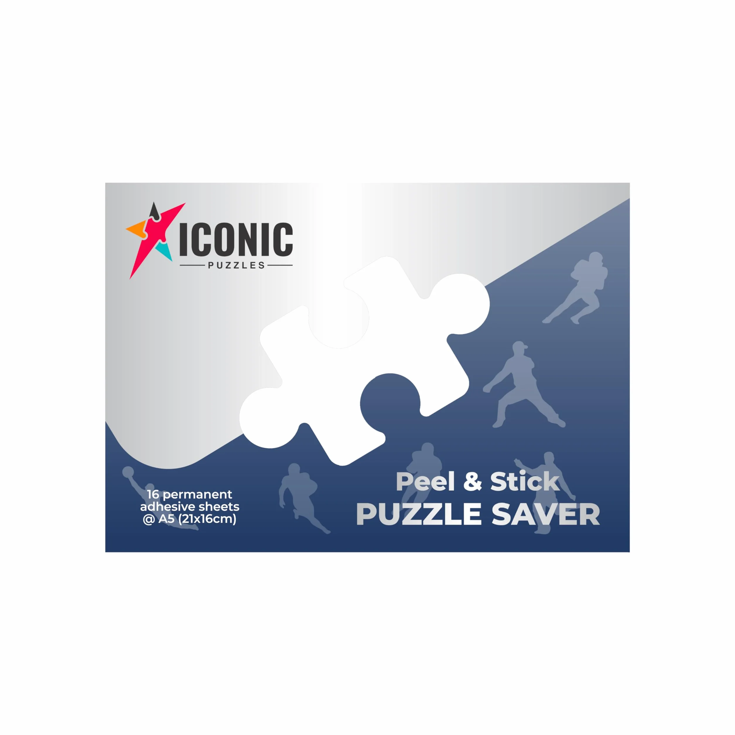 Iconic Puzzles Unisex powiesić bez wykonywania otworów na ścianie, rama, szybki i łatwy zestaw do montażu, niebieski