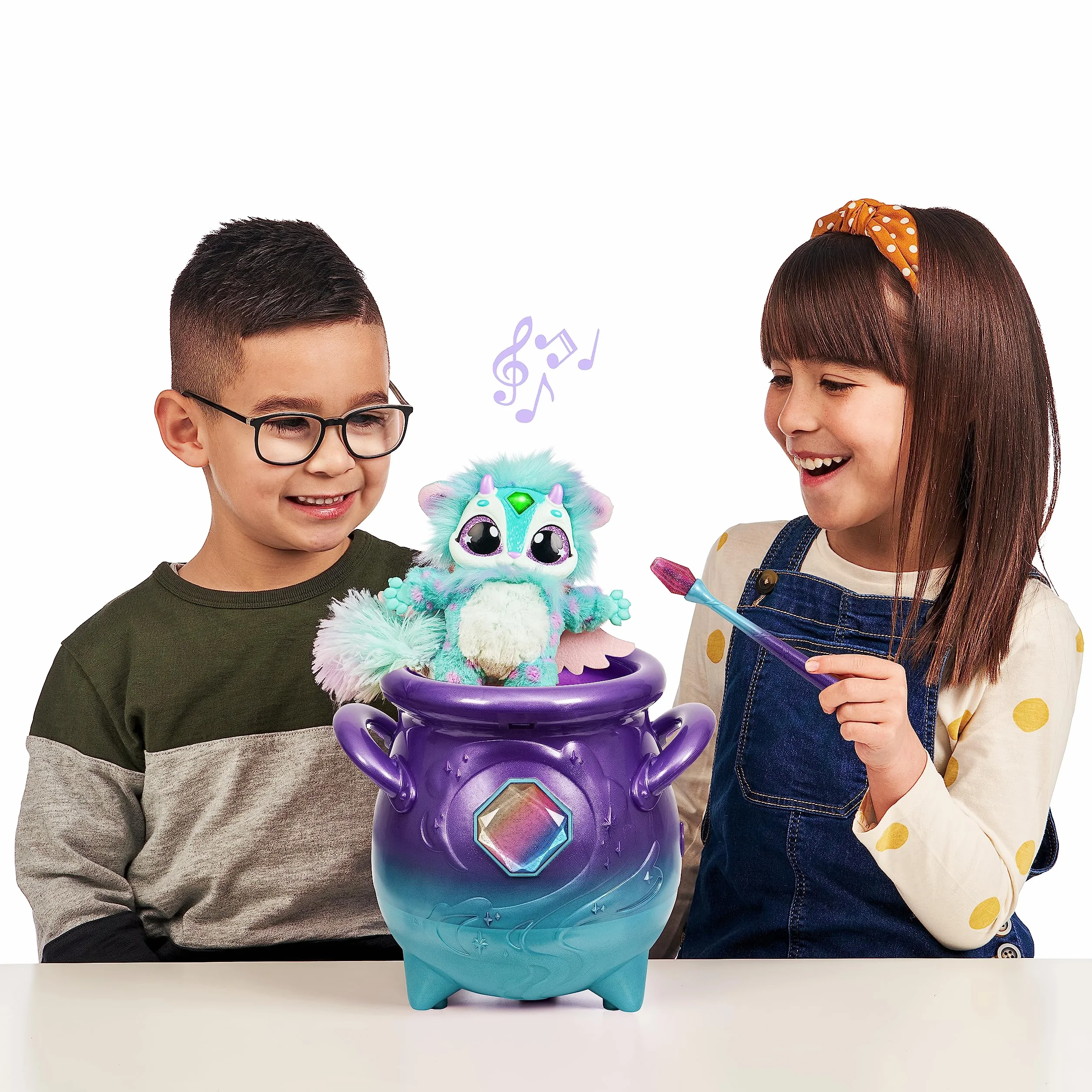 Magic Mixies Magiczny Kociołek Zamgławiający Fioletowy z Interaktywną Zabawką Pluszową 20 cm