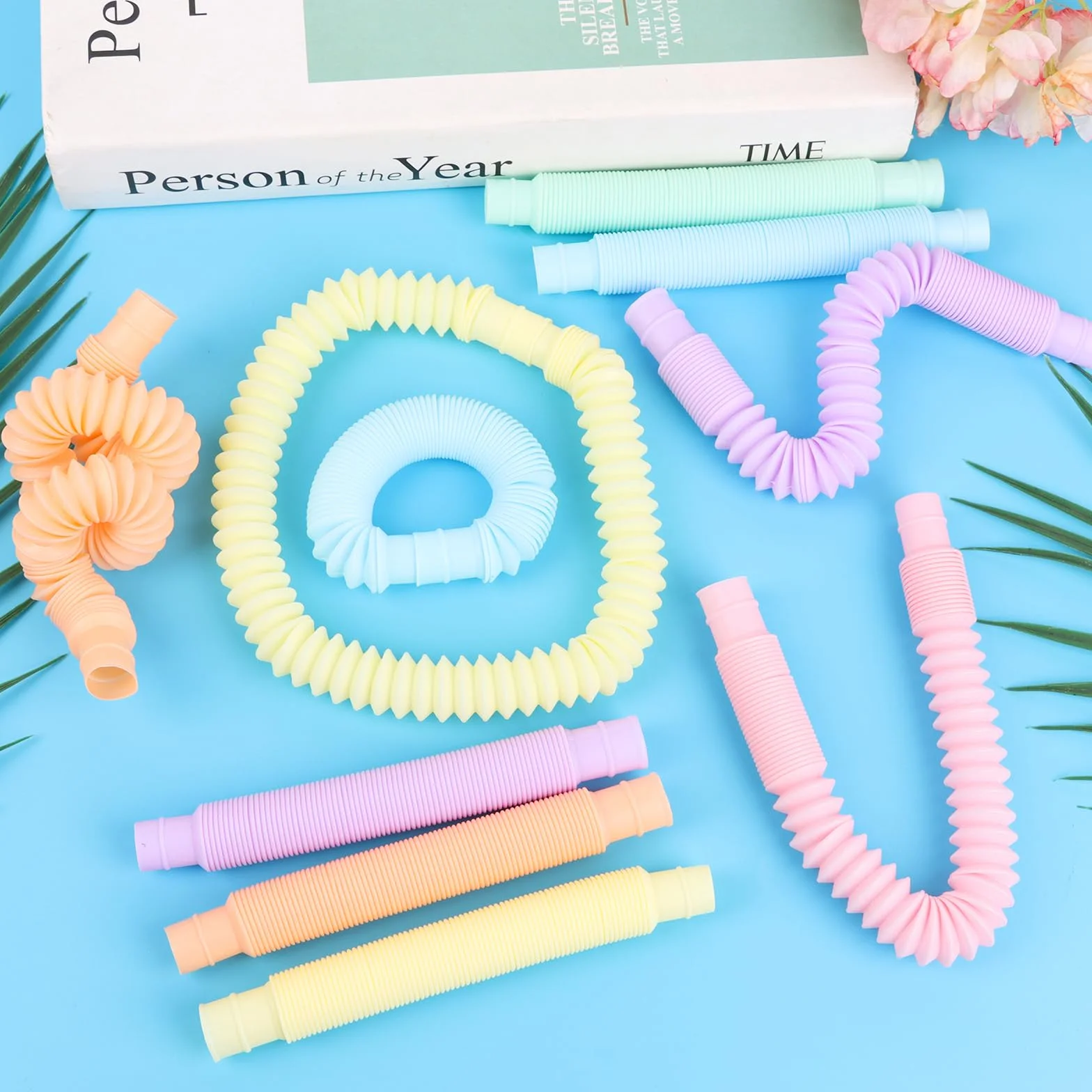 LOMIMOS 24 sztuki Pop Tubes, mini rurki sensoryczne, kolorowe rurki ze stretchem, zabawka dla dzieci i dorosłych