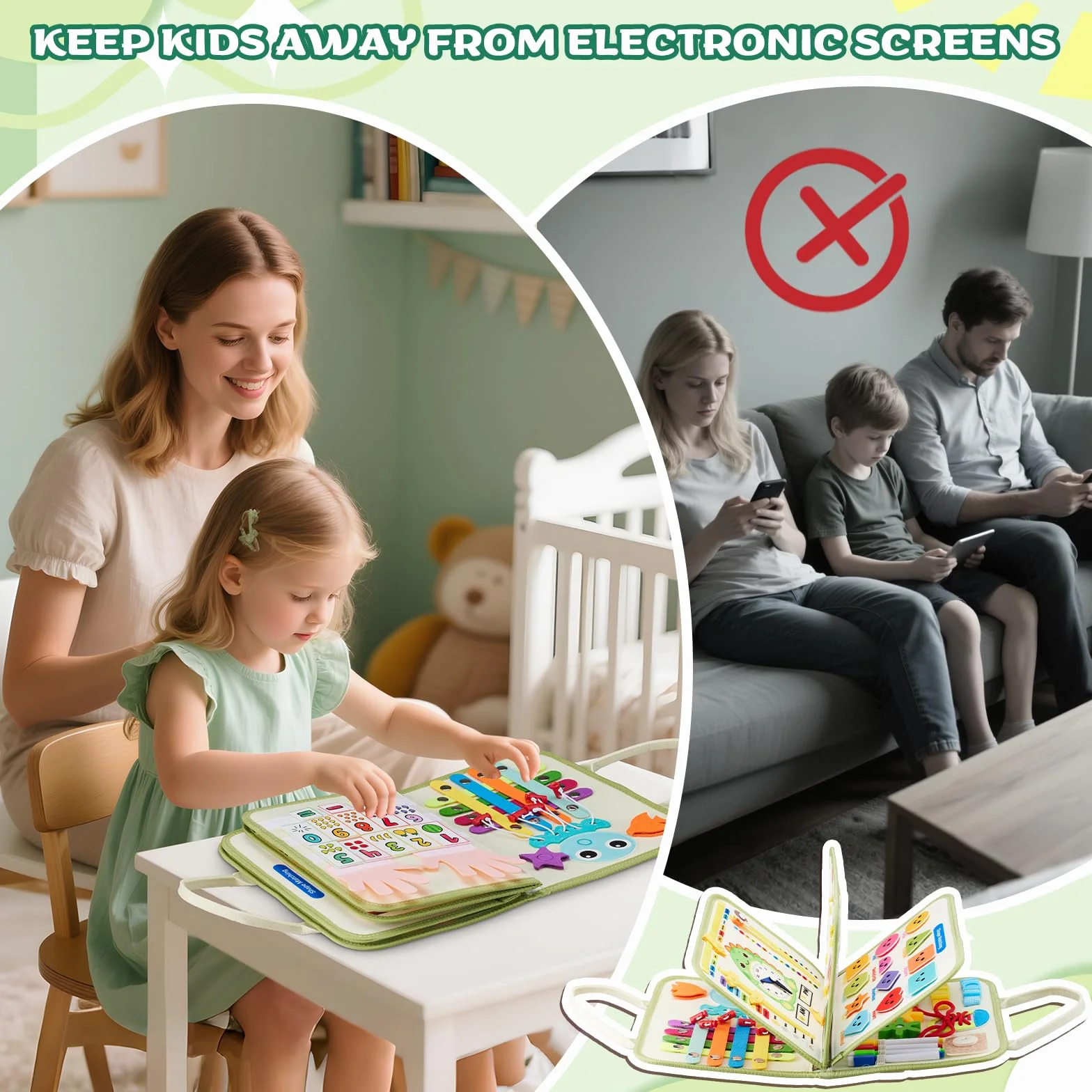 Busy Board, Quiet Book Montessori zabawka dla dzieci od 3, 4, 5, 6 lat, 9 w 1, zabawka motoryczna, zabawka sensoryczna, zabawka edukacyjna, książka o aktywności, zabawka podróżna, prezent dla chłopców